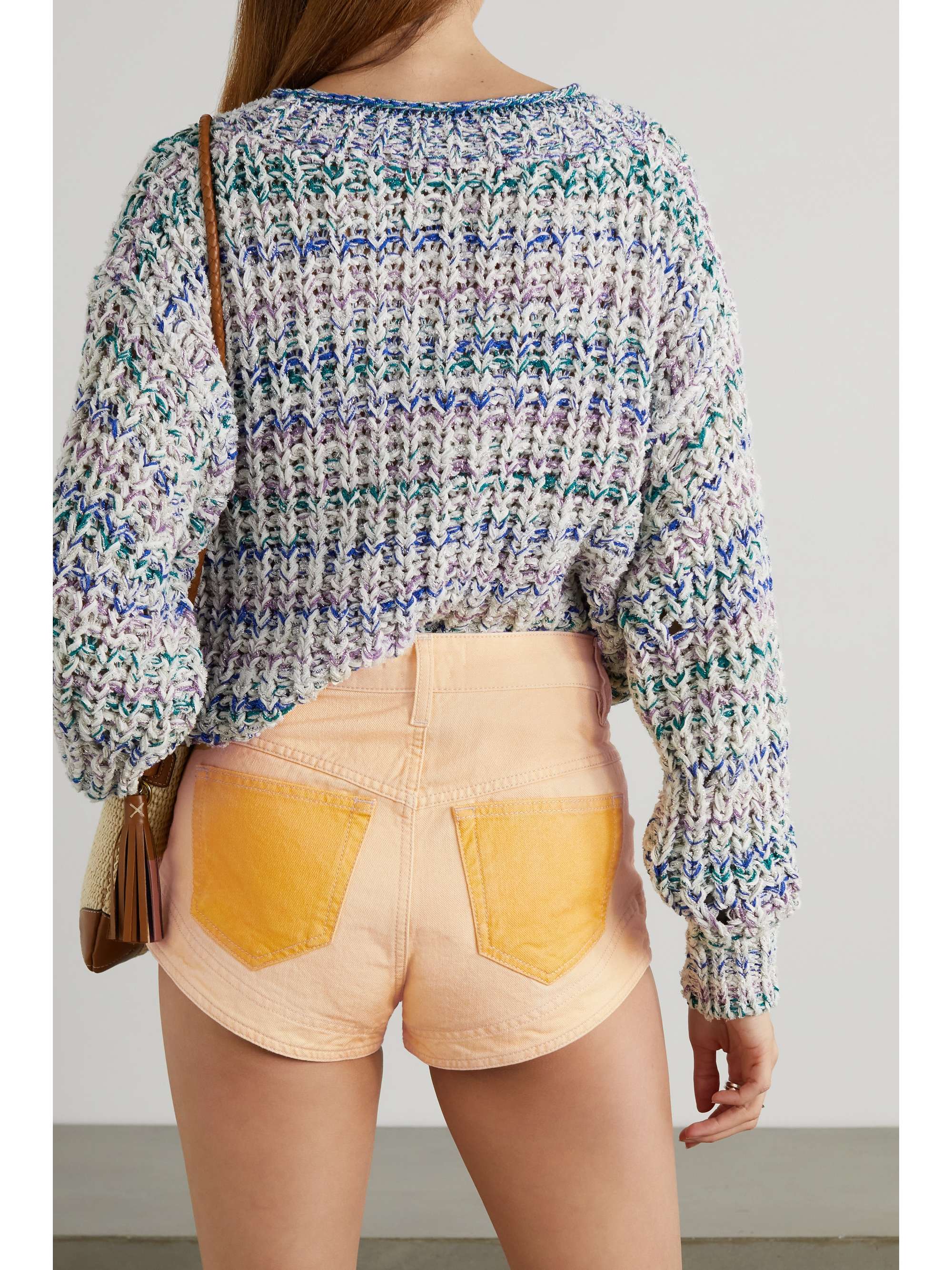 ISABEL MARANT Neida patchwork embroidered denim mini shorts