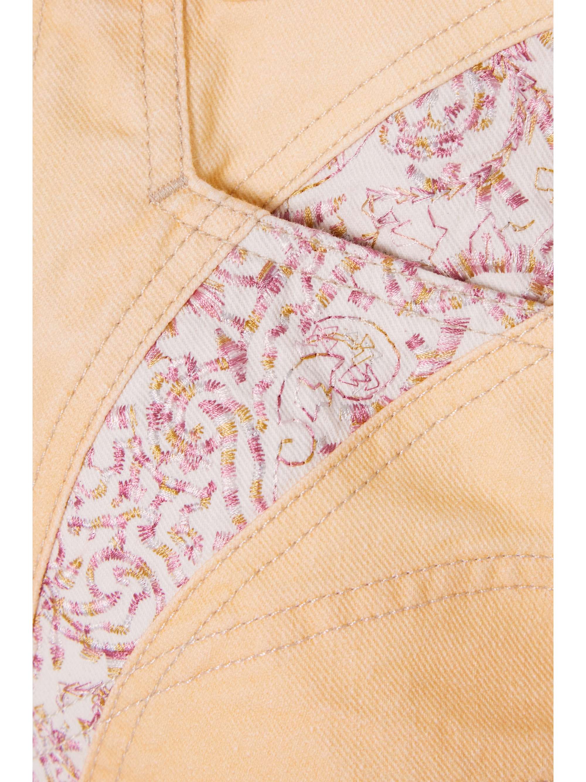 ISABEL MARANT Neida patchwork embroidered denim mini shorts