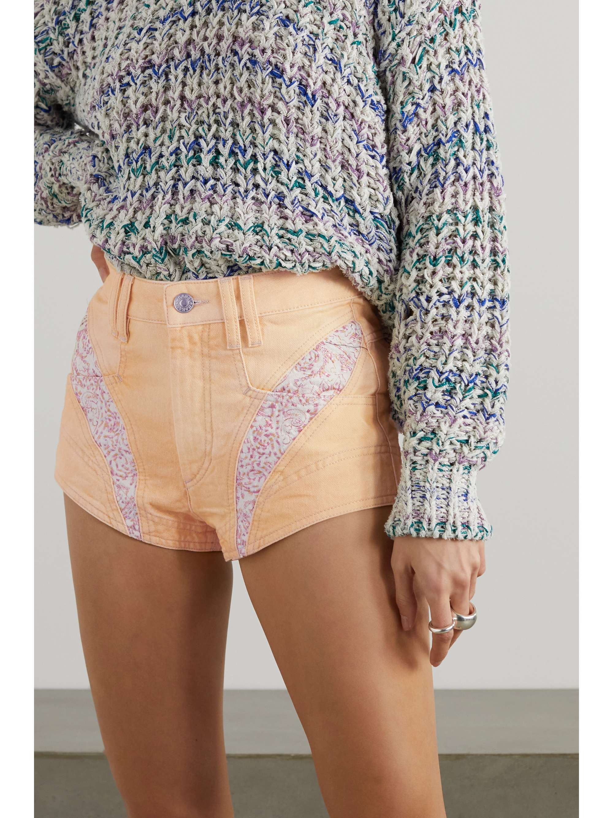 ISABEL MARANT Neida patchwork embroidered denim mini shorts