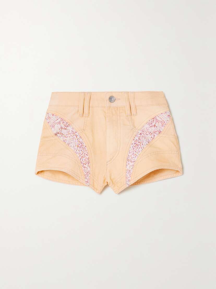 Isabel Marant Neida Patchwork Embroidered Denim Mini Shorts - FR 42