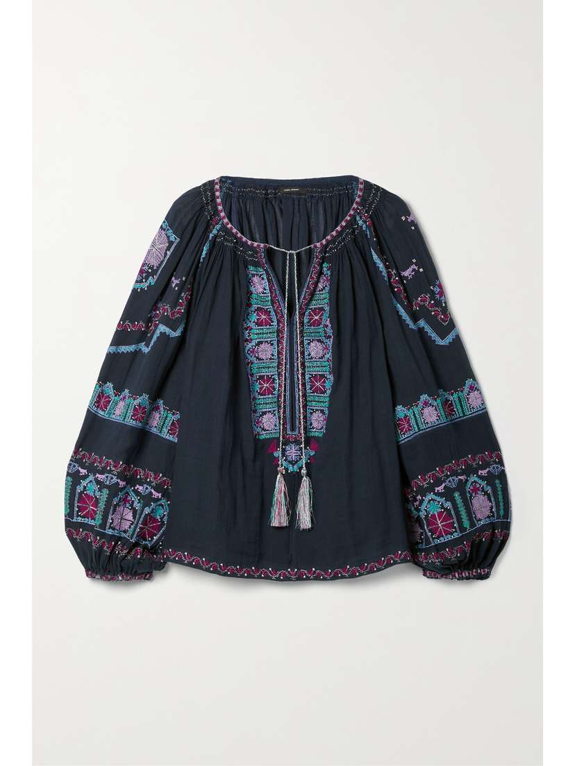 Isabel Marant Clive Embroidered Cotton-voile Blouse