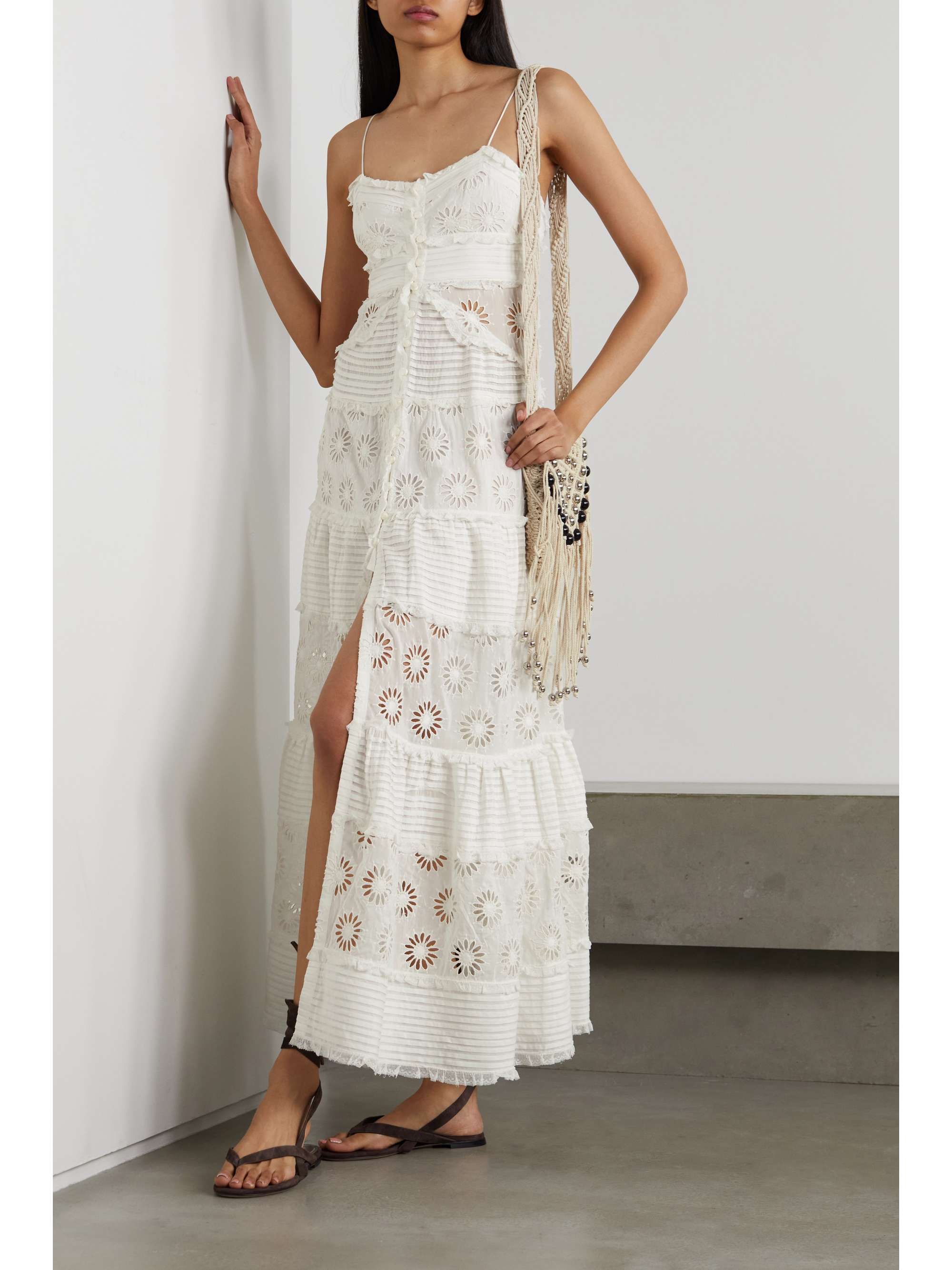 ISABEL MARANT Drake ruffled lace-trimmed broderie anglaise cotton and silk-blend maxi dress