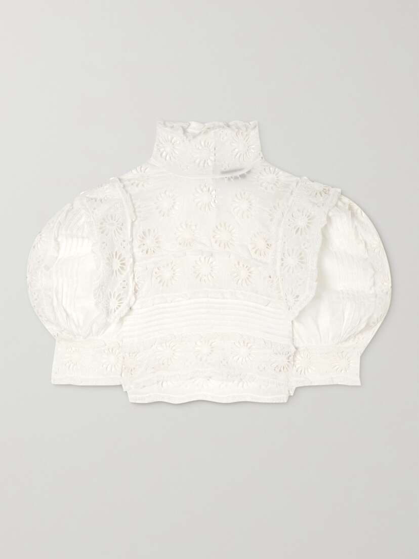 Isabel Marant Dayden Ruffled Cotton And Silk-blend Broderie Anglaise Blouse