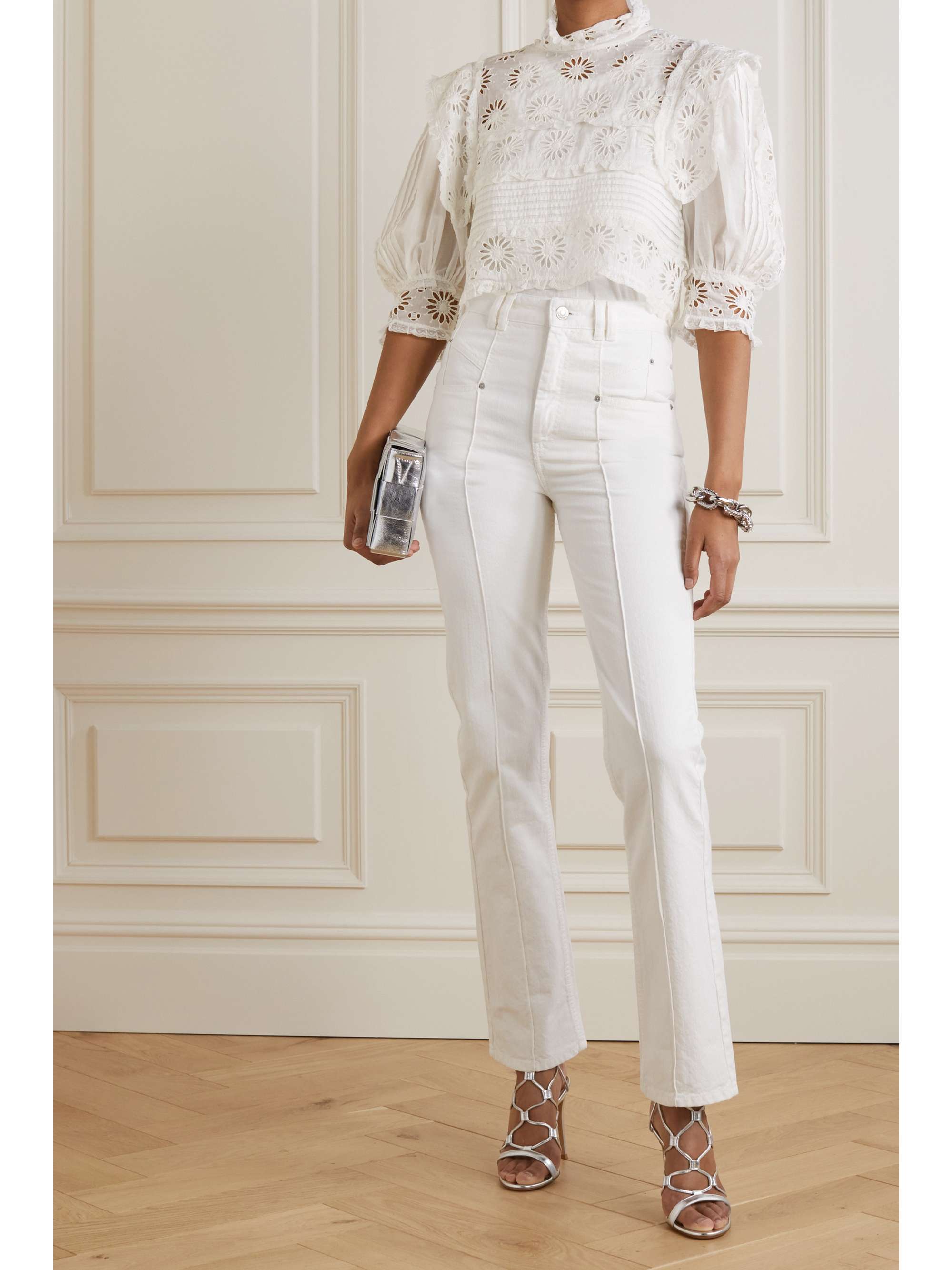 White Dayden ruffled cotton and silk 