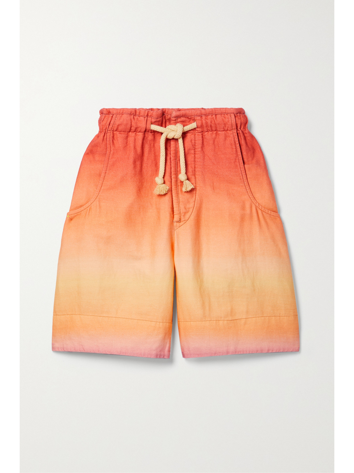 ISABEL MARANT KLELIANTD OMBRÉ BRUSHED COTTON AND LINEN-BLEND SHORTS