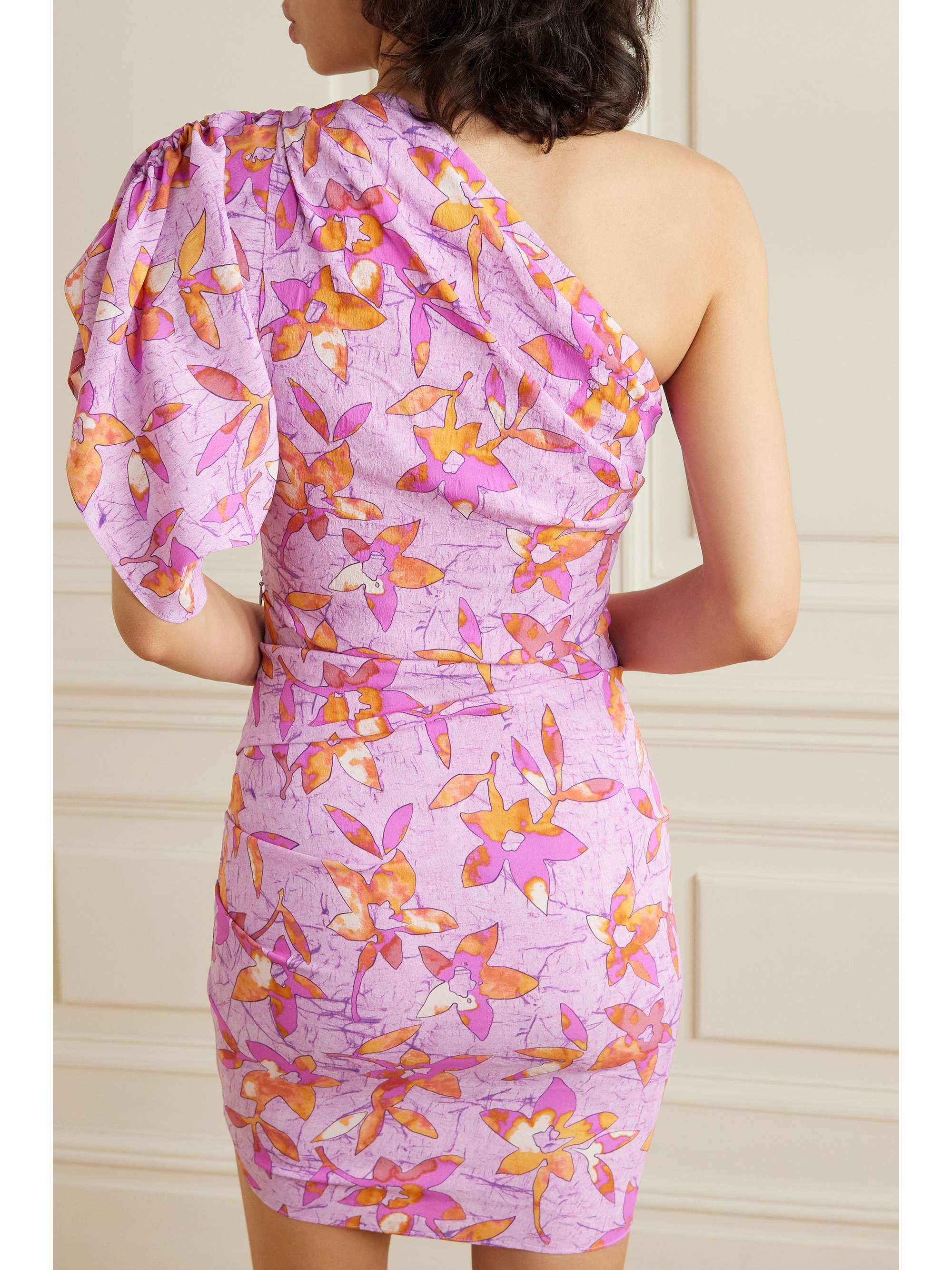 ISABEL MARANT Solenne one-shoulder ruched printed stretch-crepe mini dress