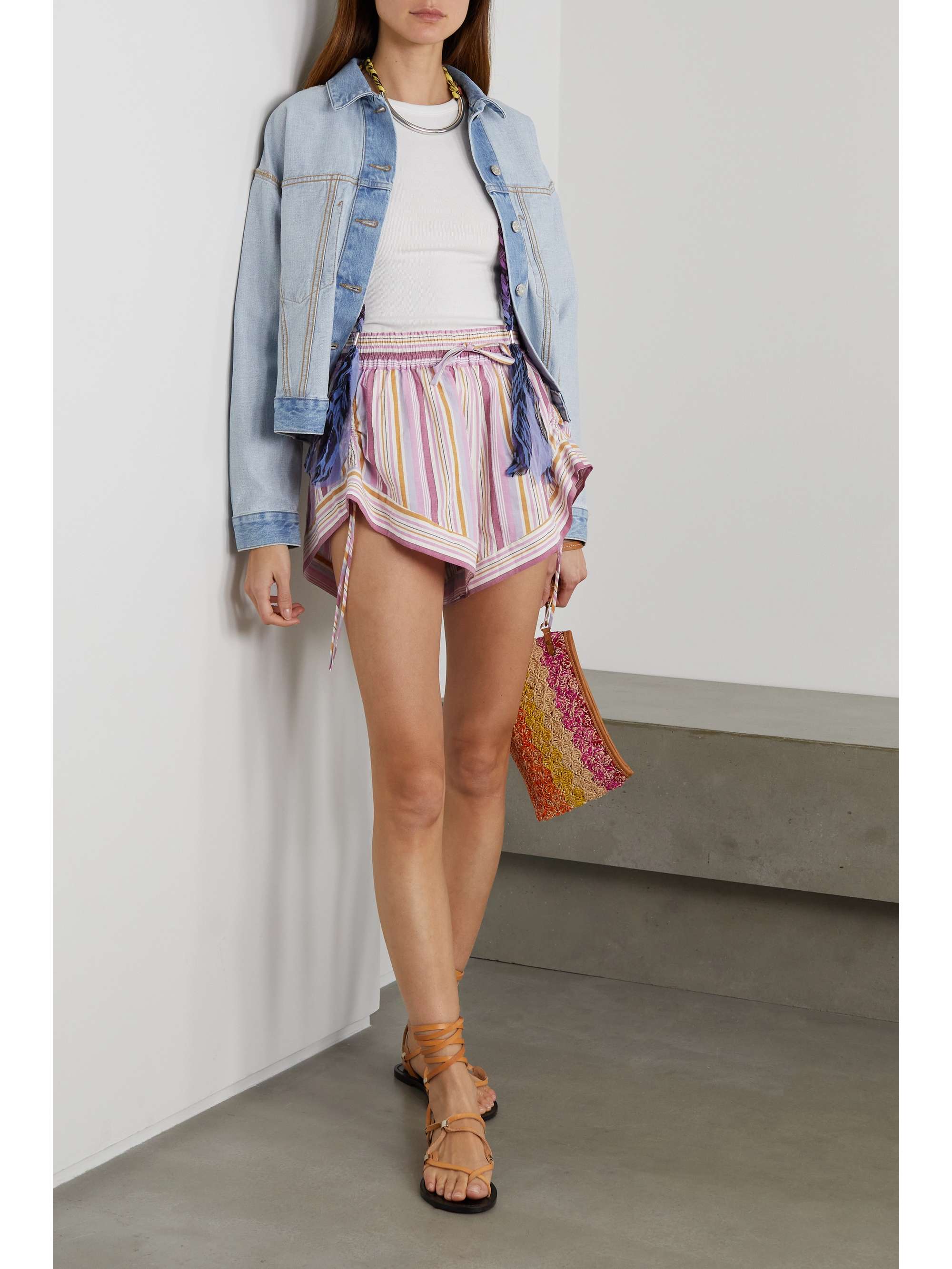 ISABEL MARANT Thalia striped cotton-voile shorts