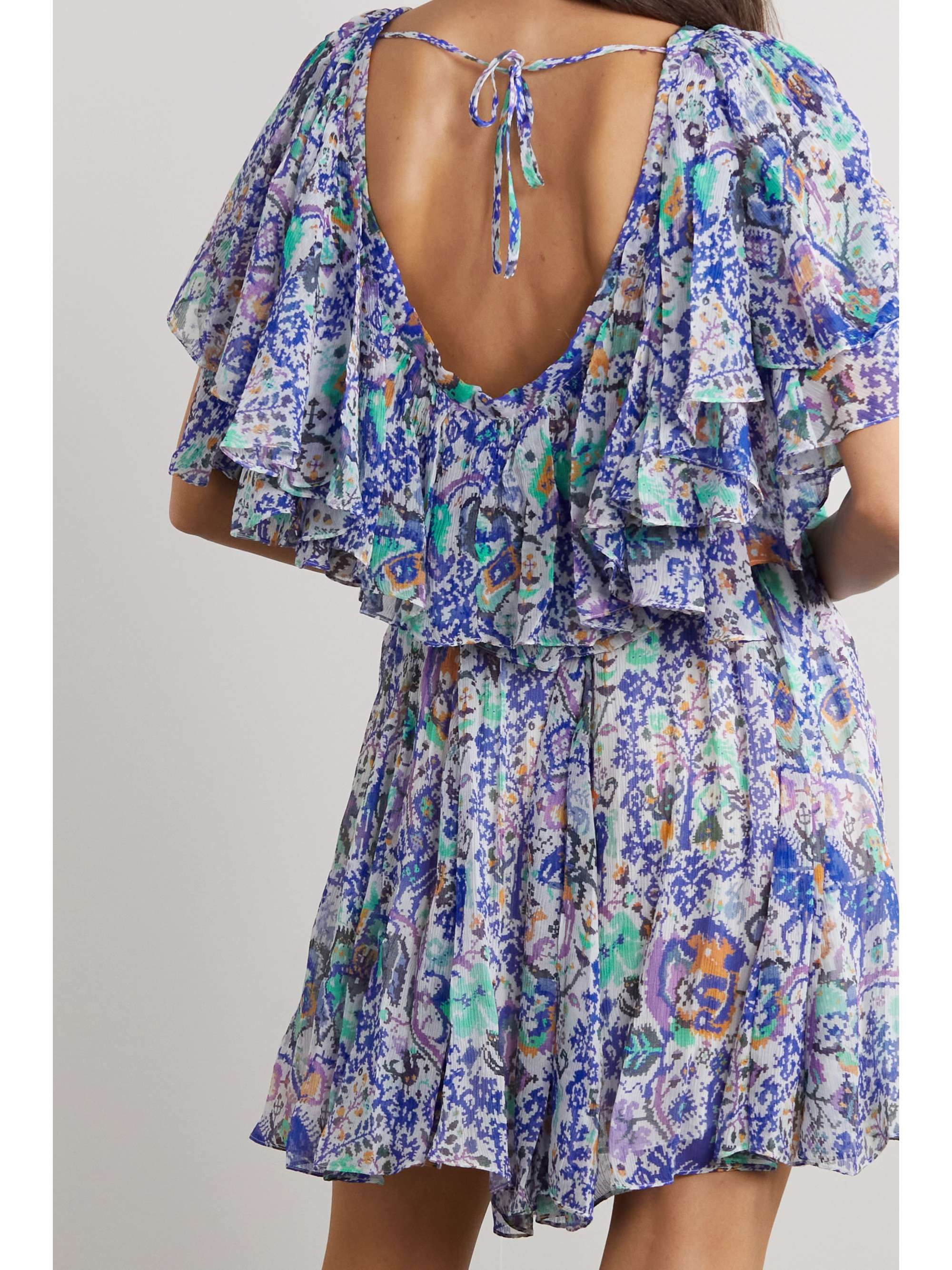 ISABEL MARANT Amelie ruffled pleated printed silk-chiffon mini dress