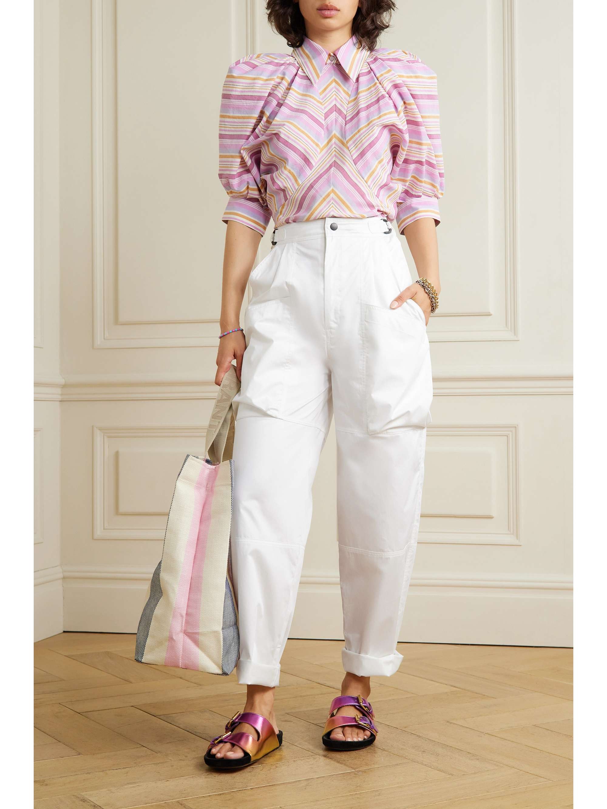 ISABEL MARANT Ferima pleated cotton tapered pants
