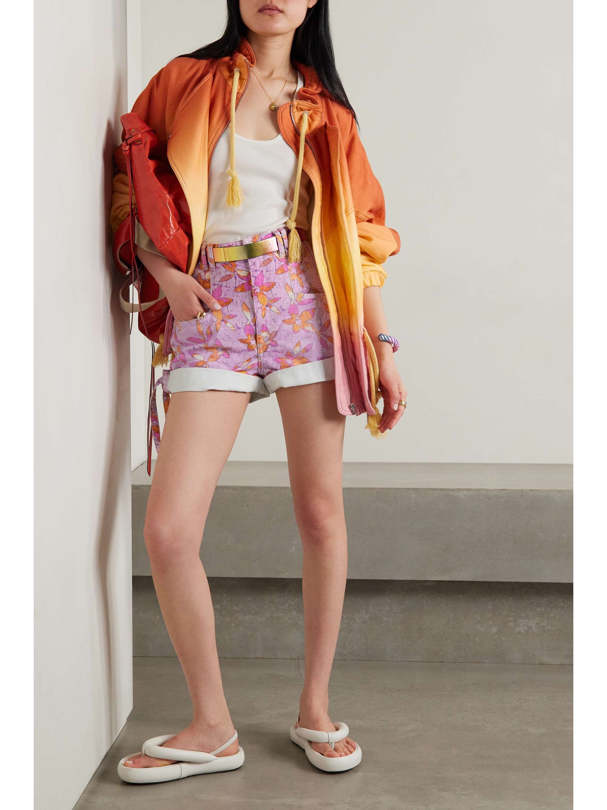 ISABEL MARANT Naesqui tie-detailed printed denim shorts