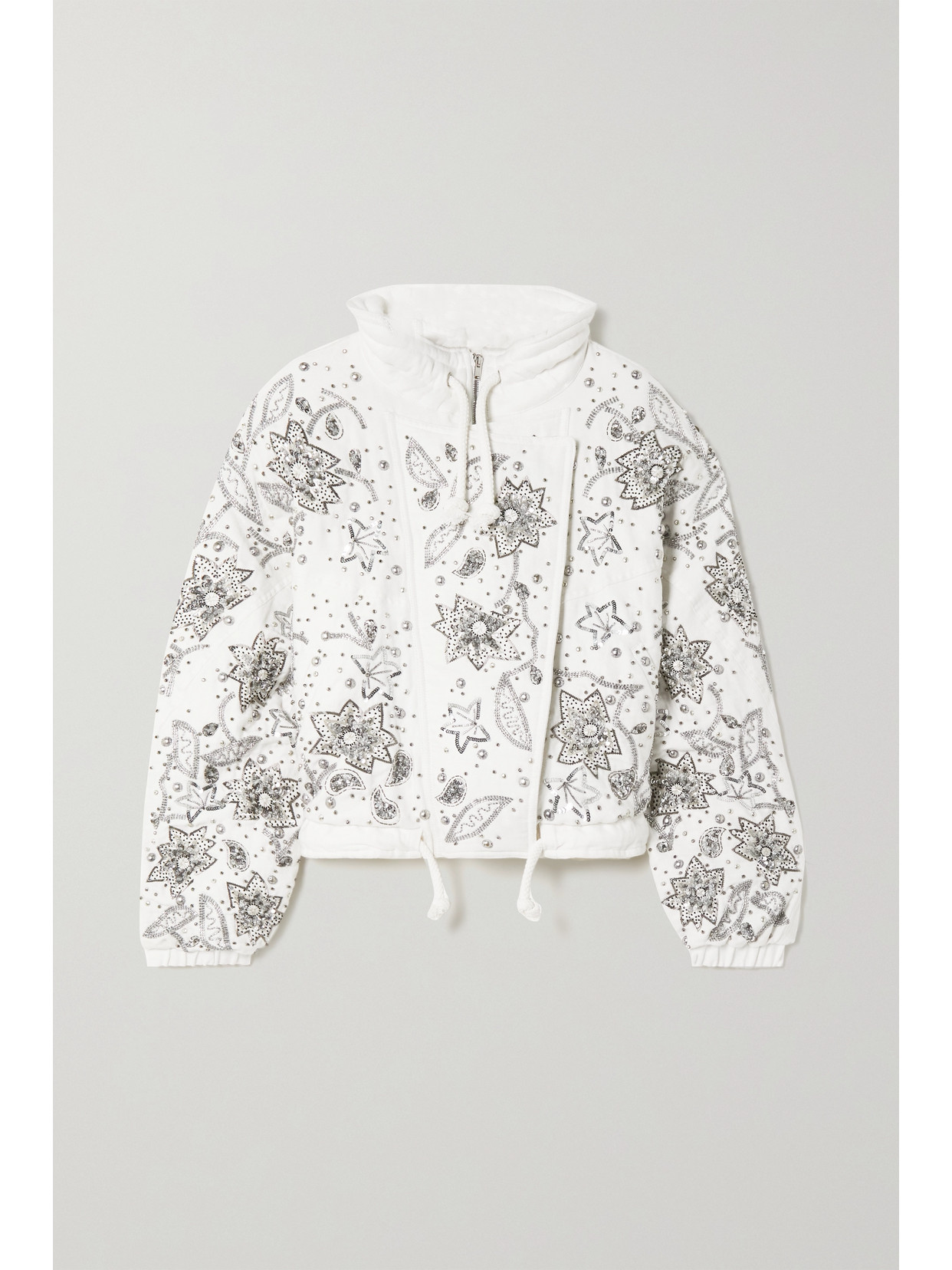 Isabel Marant Kalassia Embellished Padded Cotton And Linen-blend Bomber Jacket In White