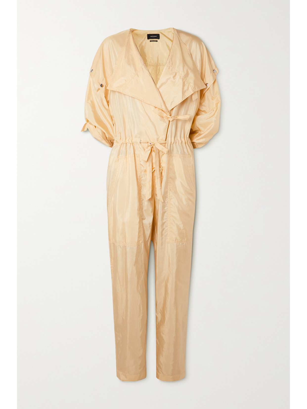 Isabel Marant Lympia Tapered-leg Ankle Silk Taffeta Jumpsuit In Yellow
