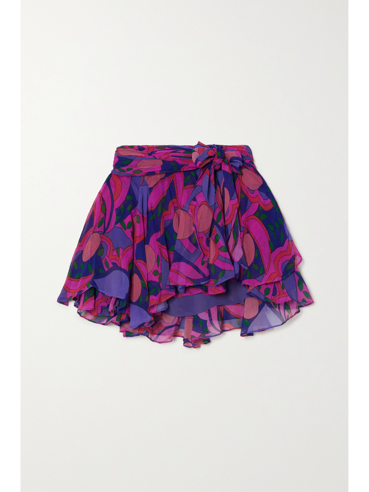 Isabel Marant Atoria Tie-front Printed Silk-crepon Mini Skirt - Pink
