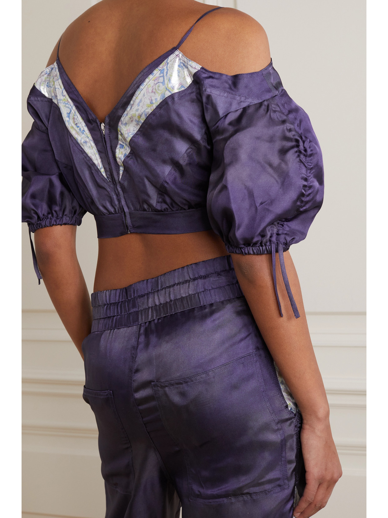 Berit Cold-Shoulder Cropped Paneled Top