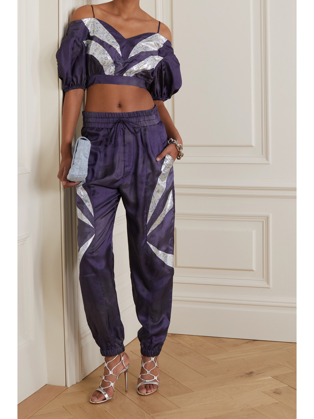 Berit Cold-Shoulder Cropped Paneled Top