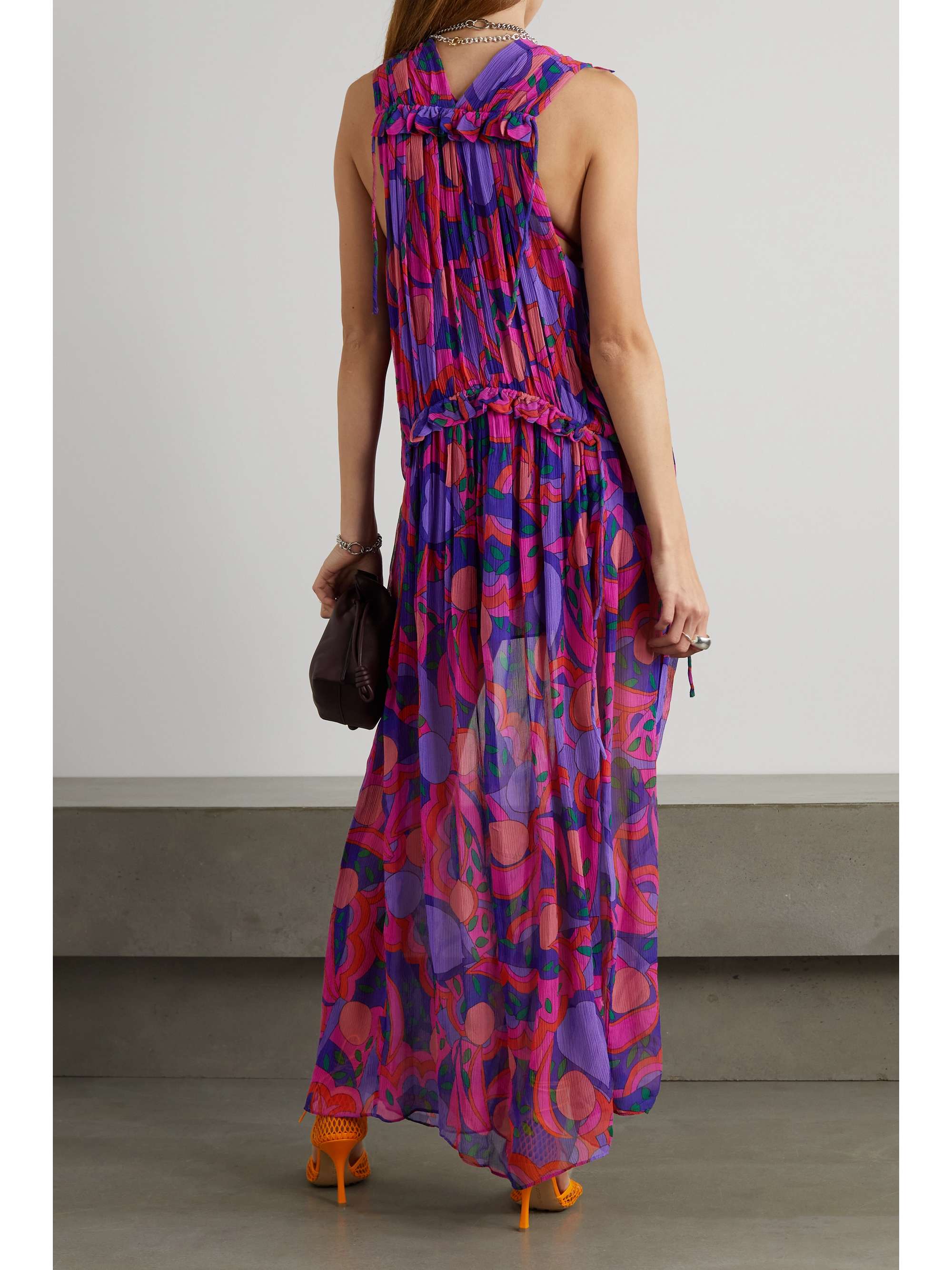 ISABEL MARANT Ruffled gathered printed silk-crepon maxi dress