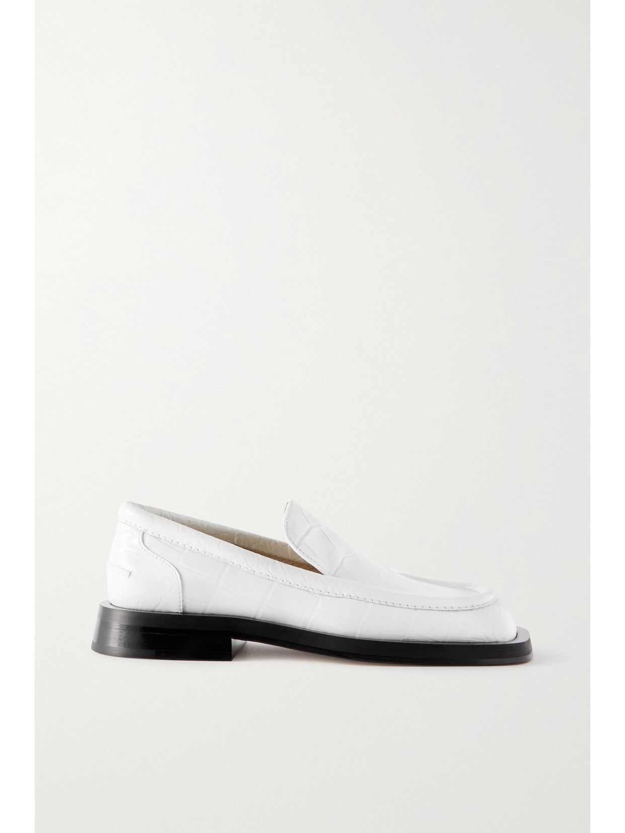 Shop Proenza Schouler Croc-effect Leather Loafers In White