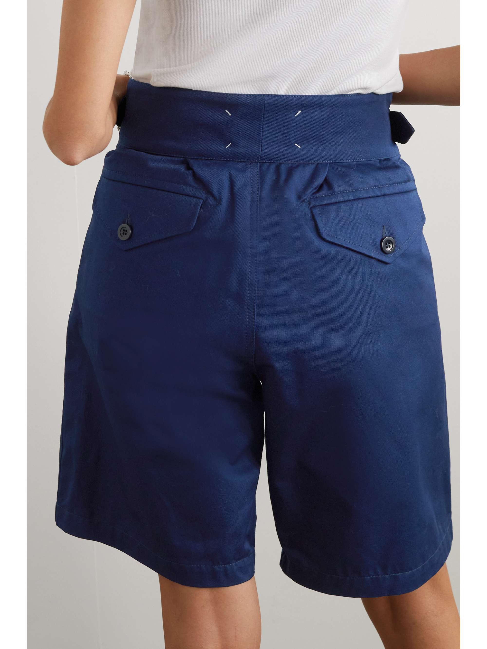 MAISON MARGIELA Buckled pleated cotton-gabardine shorts
