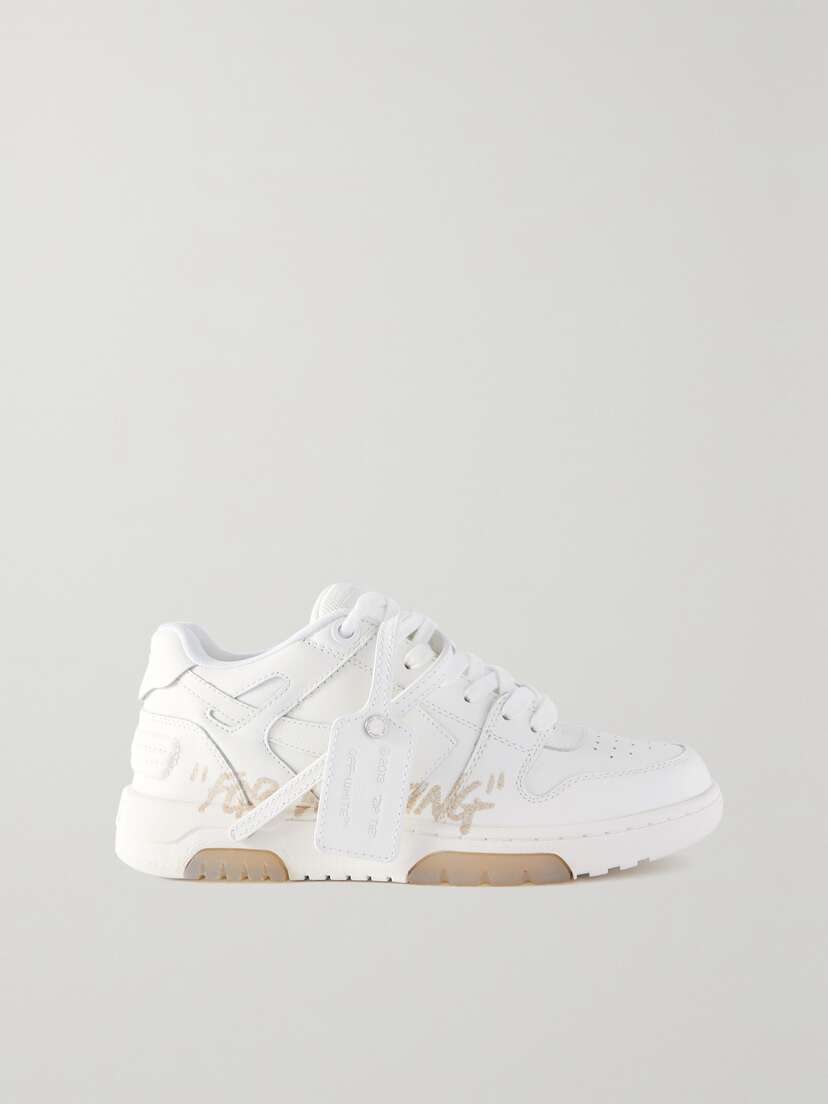 Off-White Out Of Office For Walking Glittered Leather Sneakers