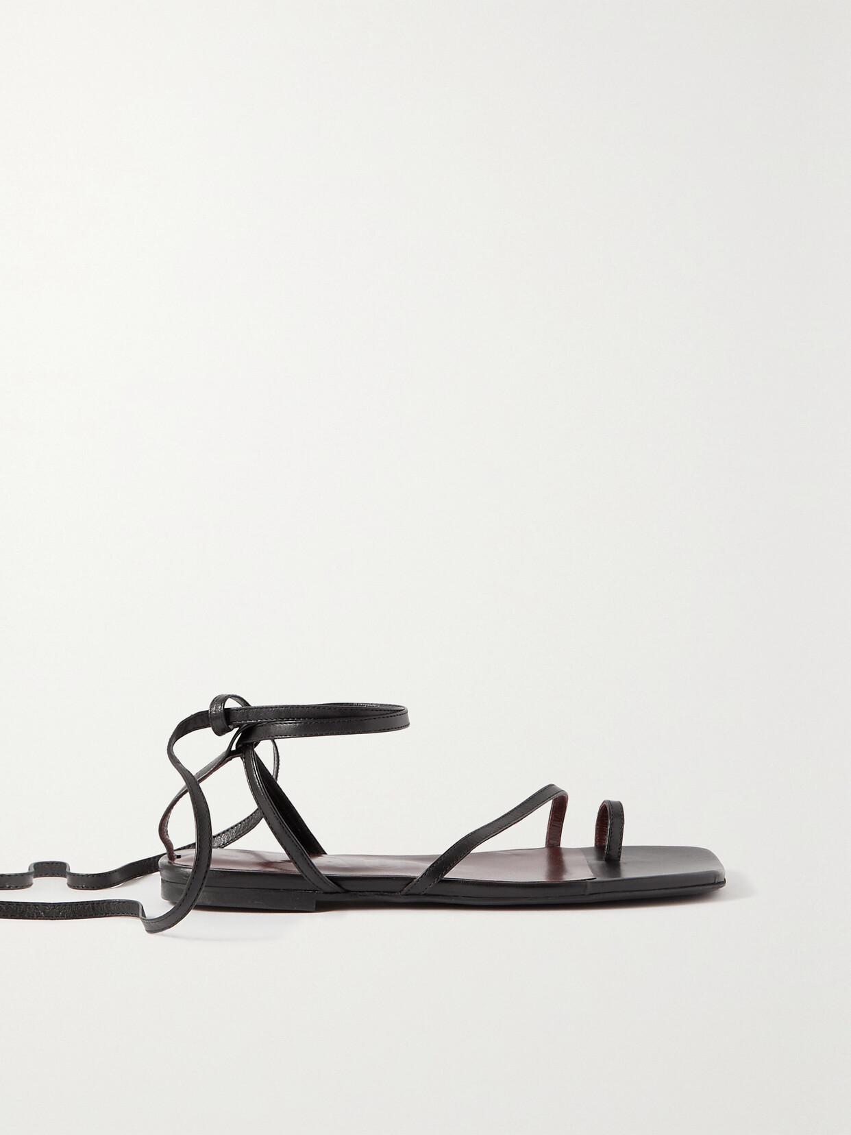 Staud Nicola Tie-detailed Leather Sandals In Black
