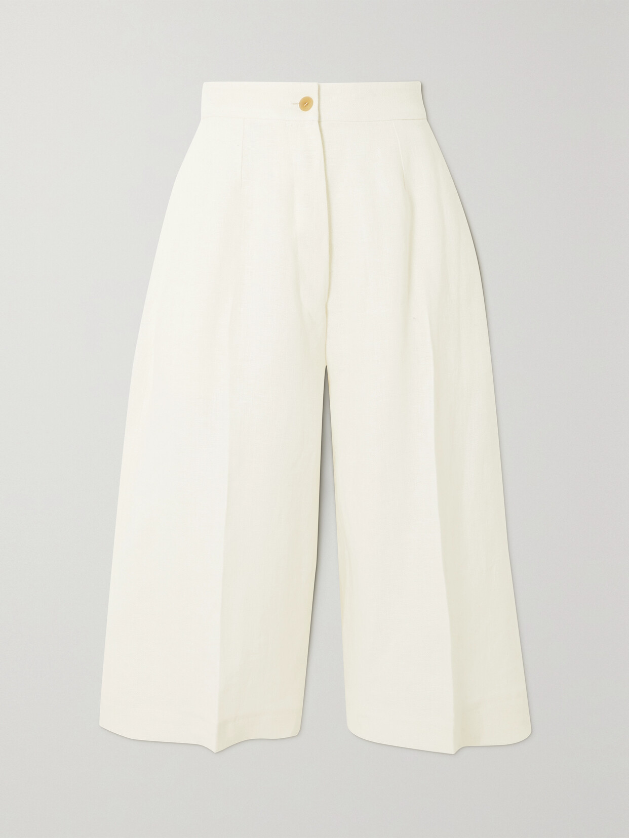 Giuliva Heritage The Serafina Pleated Linen Wide-leg Culottes In White