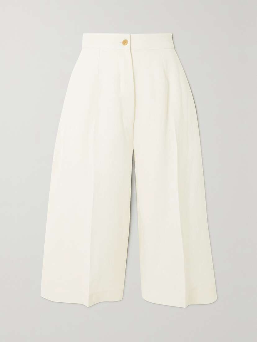 Giuliva Heritage + Net Sustain The Serafina Pleated Linen Wide-leg Culottes