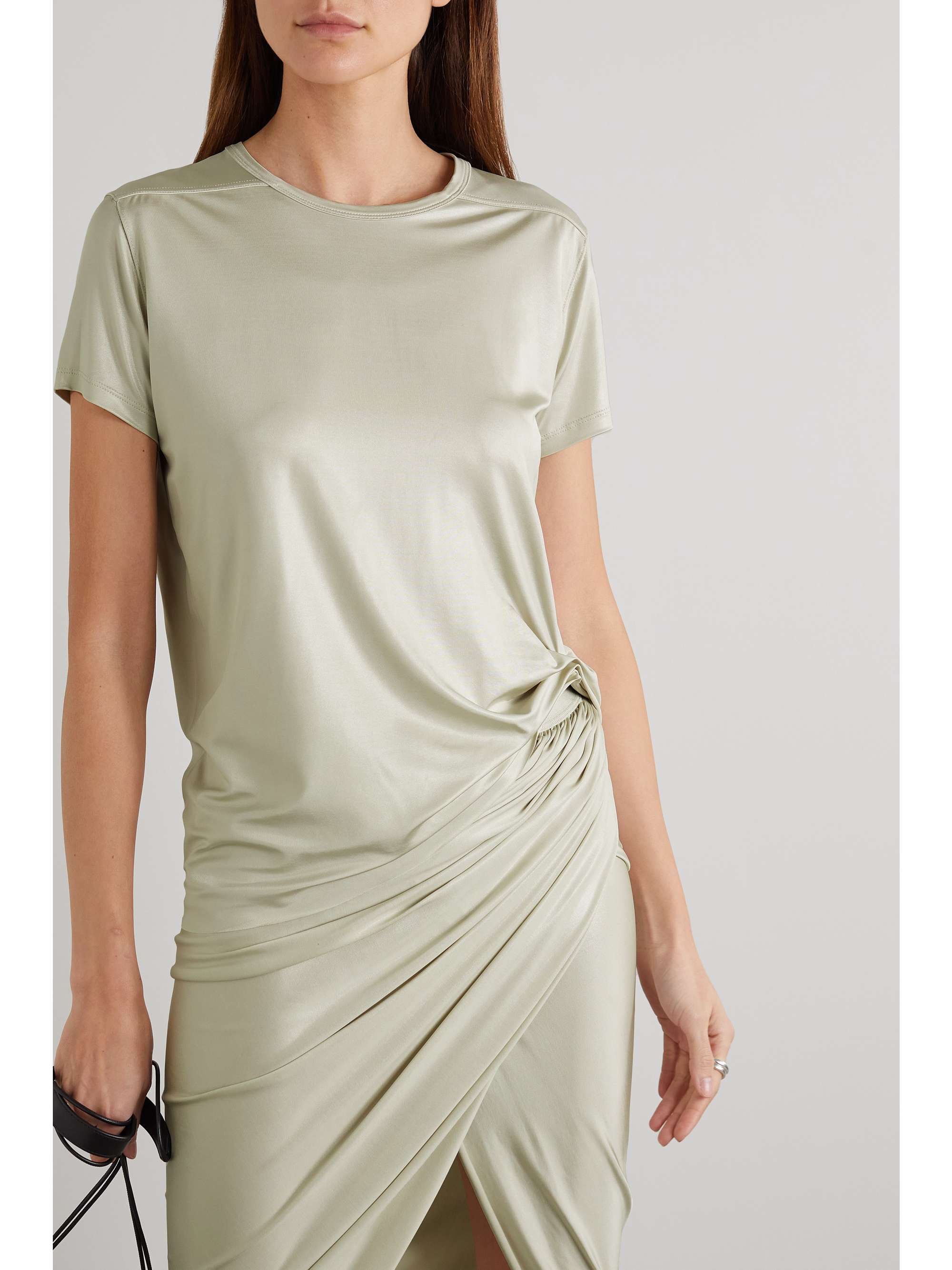 Cream Draped stretch-jersey T-shirt 