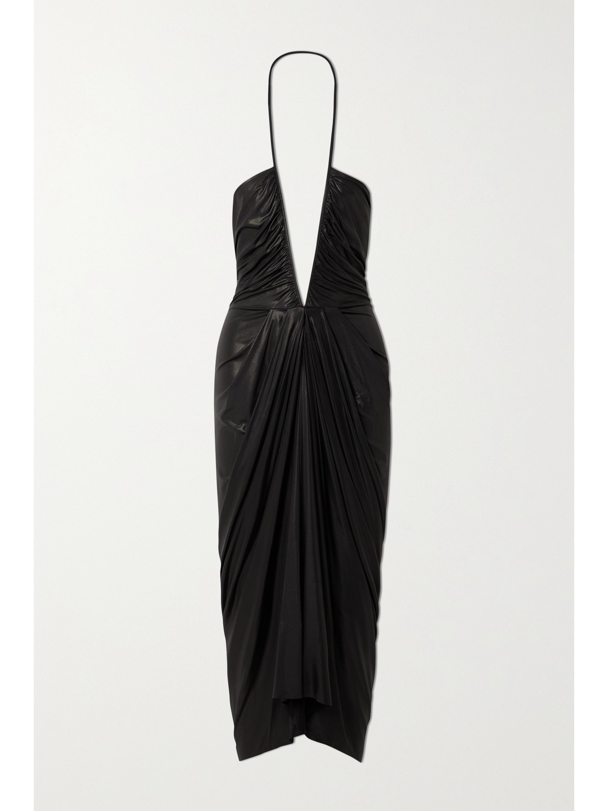 Rick Owens - Scarlett Coated Stretch-jersey Halterneck Midi Dress - Black 22 Awaiting product image