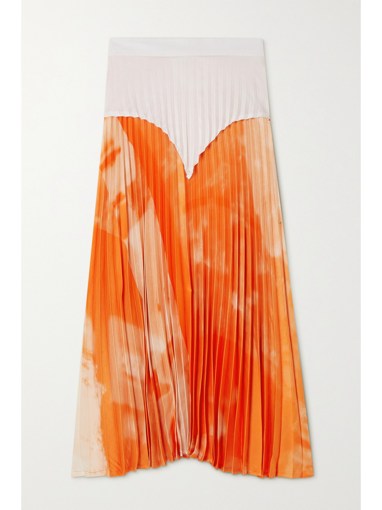 THEBE MAGUGU Pleated Printed Satin Midi Skirt - Orange