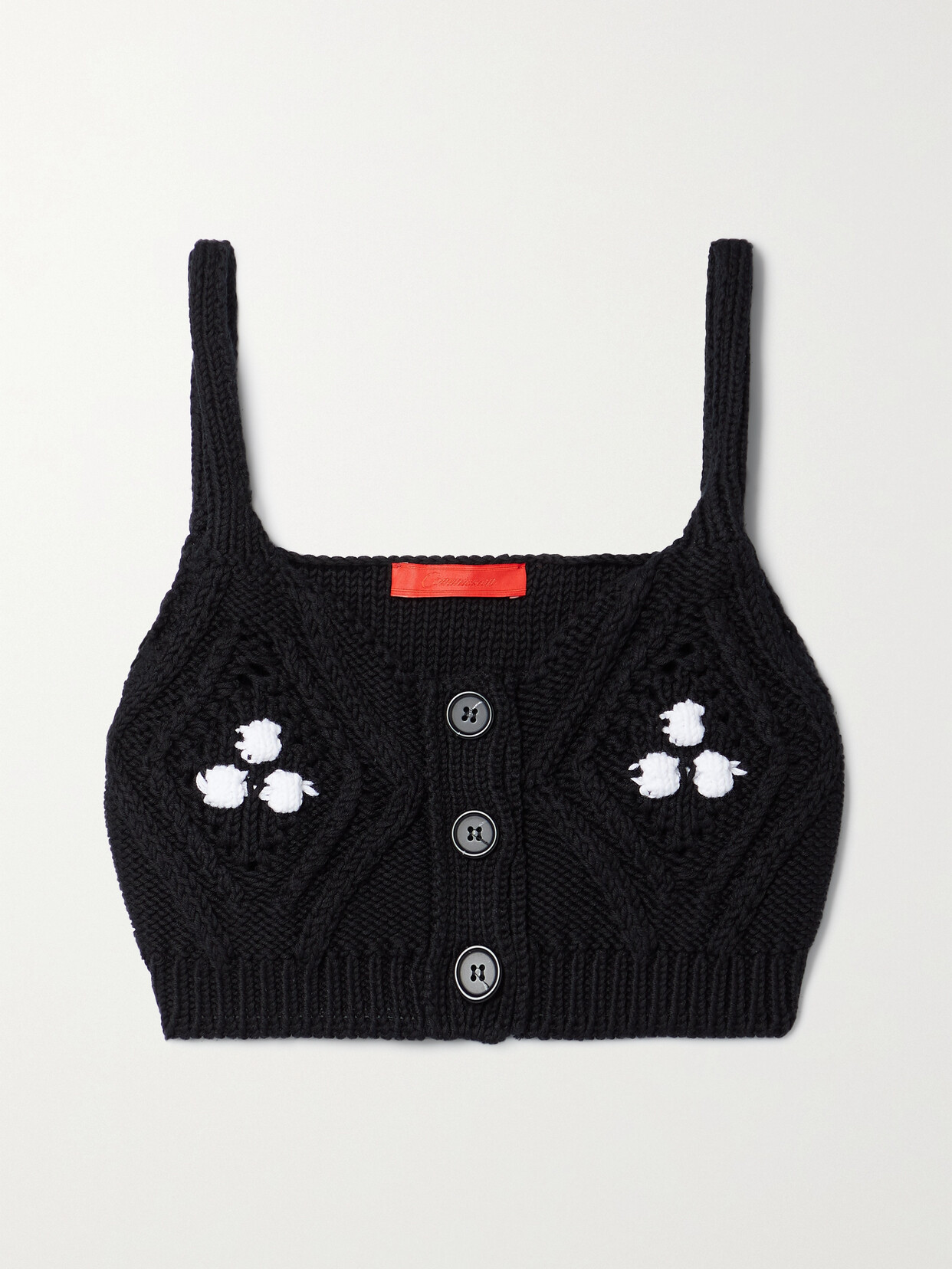 Shop Commission Squad Cable-knit Cotton Bra Top In Black