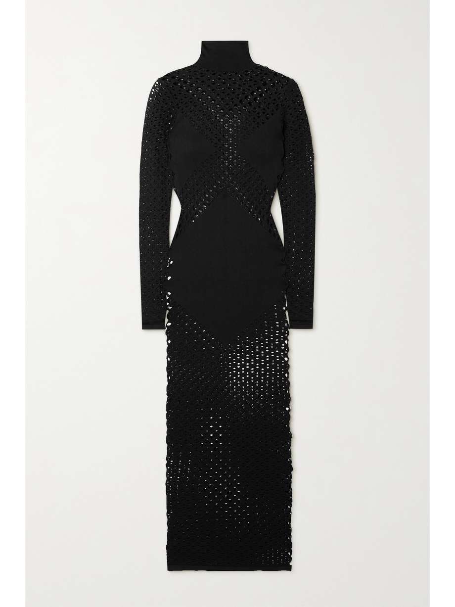 Crochet Knit Dress Black