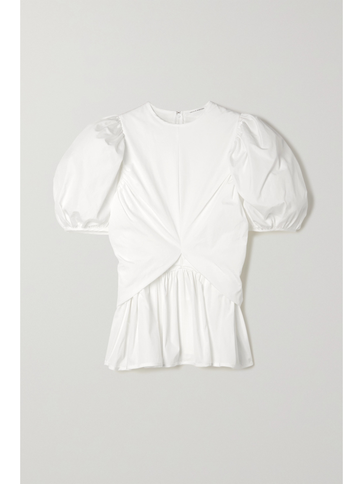 Cecilie Bahnsen Faith Gathered Cotton-poplin Peplum Blouse - White