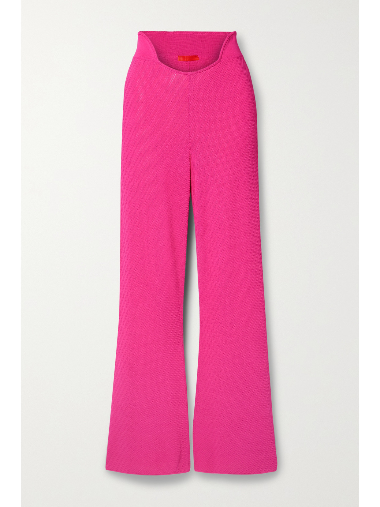 COMMISSION Heather Pointelle-knit Flared Pants - Pink