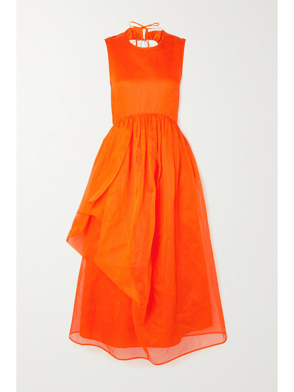 CECILIE BAHNSEN FANG OPEN-BACK ASYMMETRIC COTTON-ORGANDIE MIDI DRESS