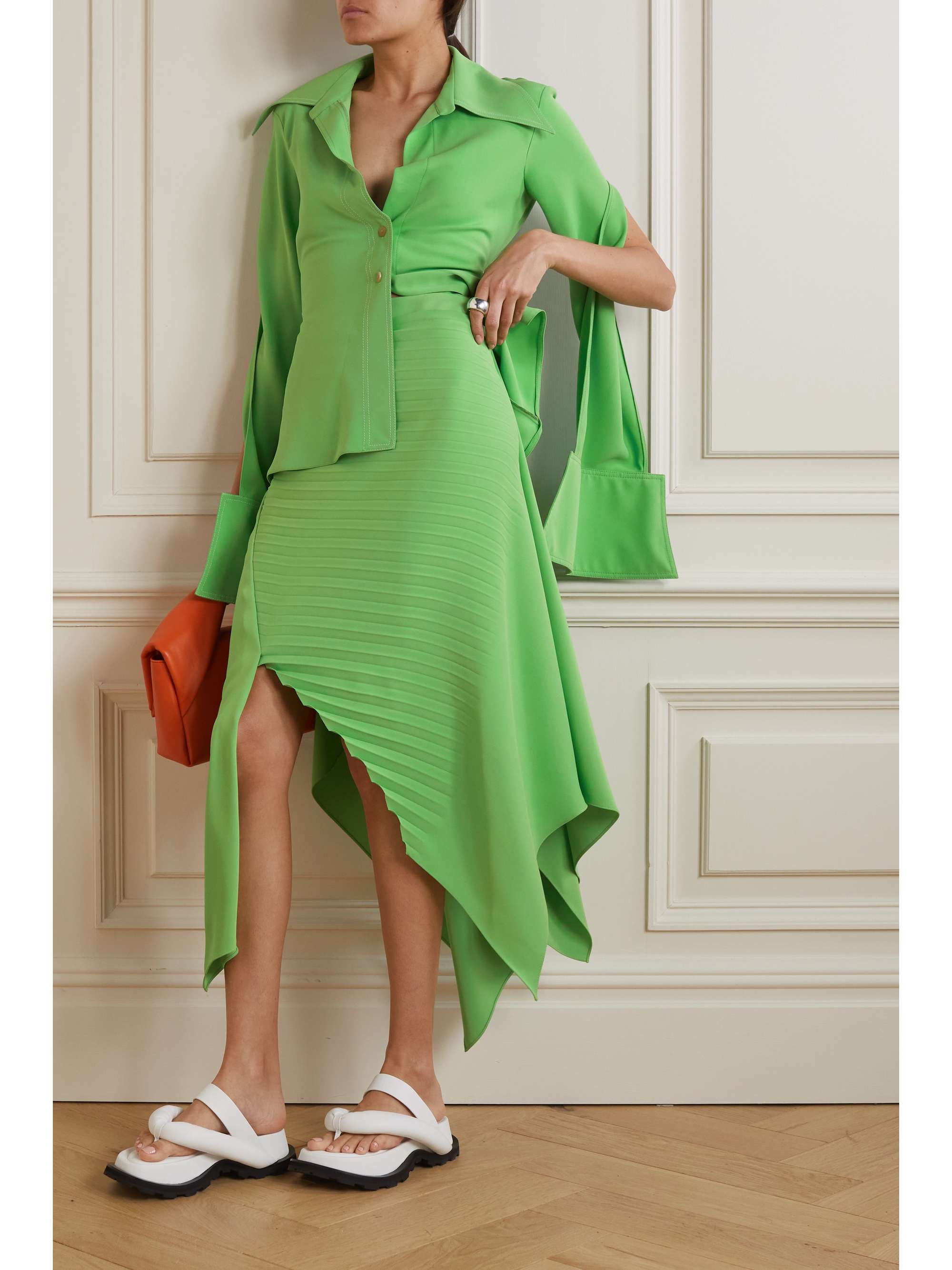 A.W.A.K.E. MODE Wrap-effect asymmetric jersey skirt