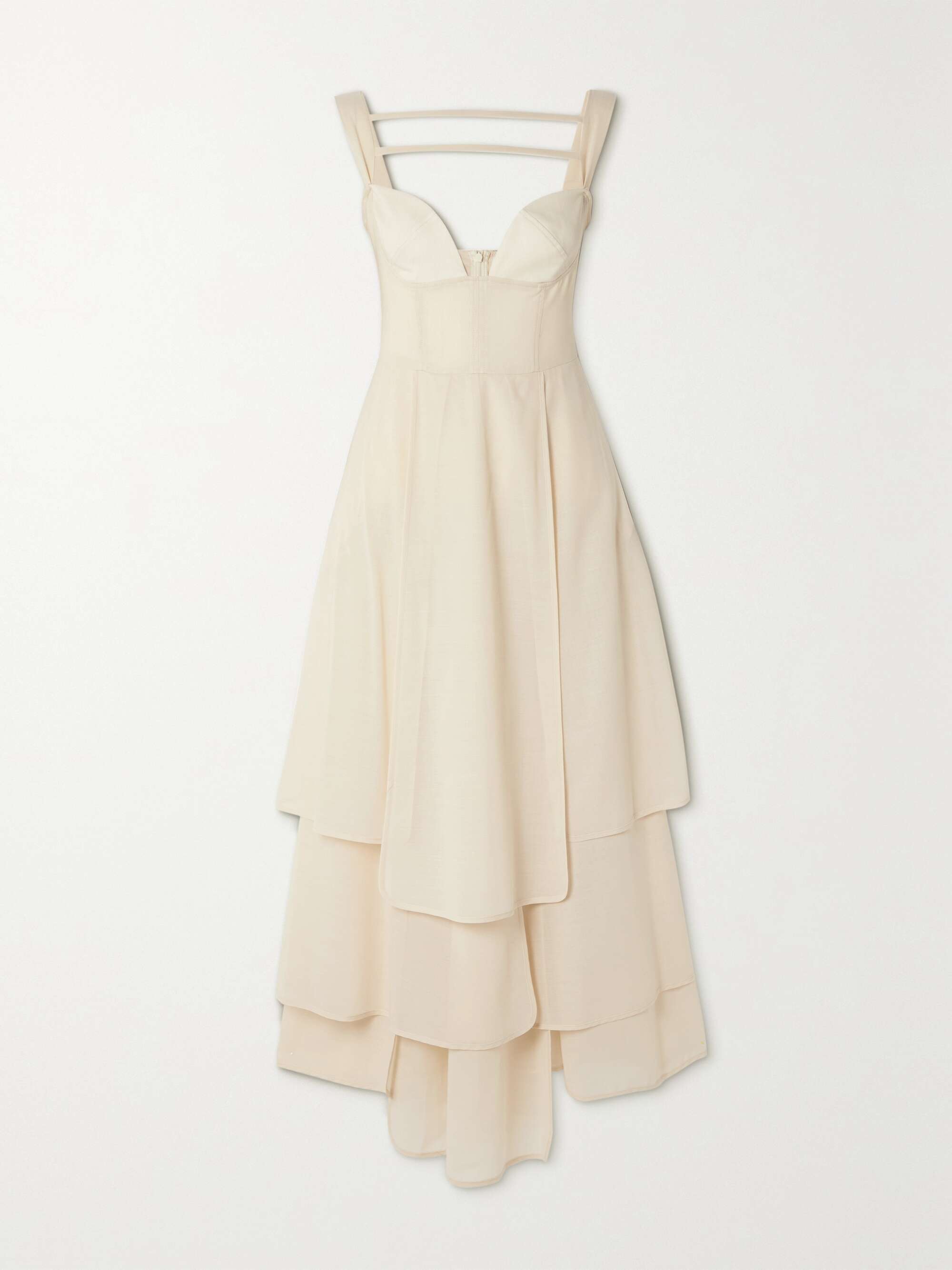 Robe longue en voile de laine m lang e superposition