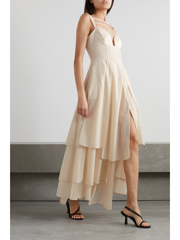 A.W.A.K.E. MODE Layered wool-blend voile maxi dress