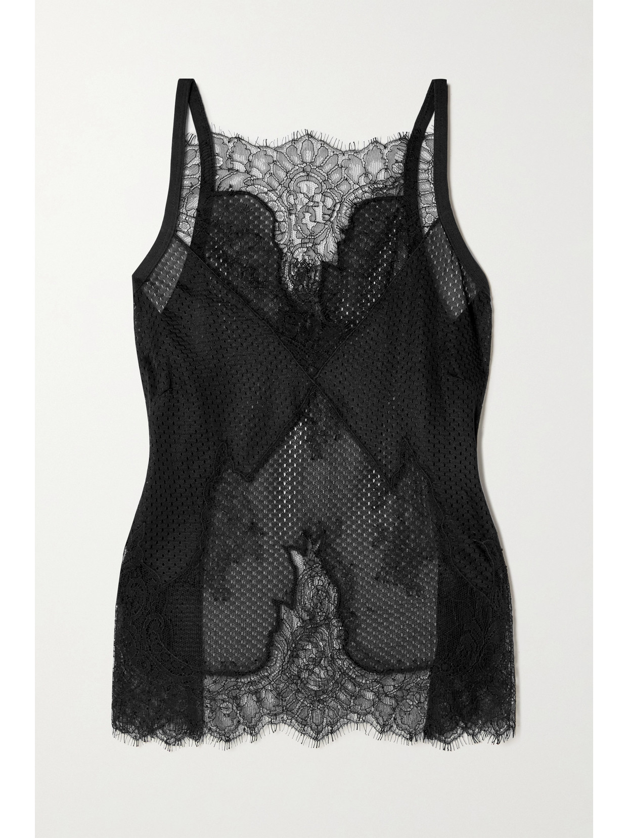Dion Lee Chantilly Lace-trimmed Mesh Camisole