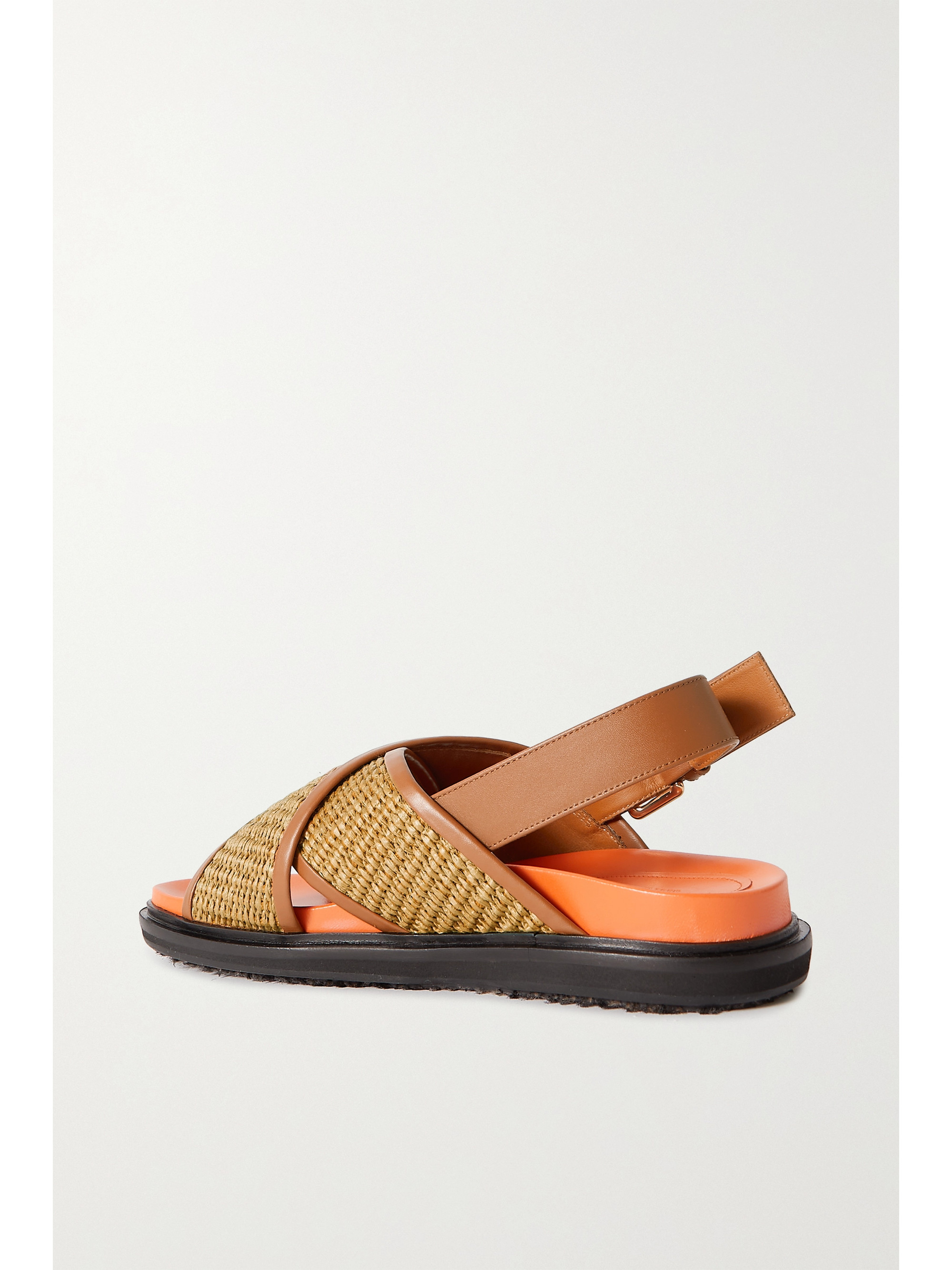 Marni Fussbett raffia and leather slingback sandals thumbnail