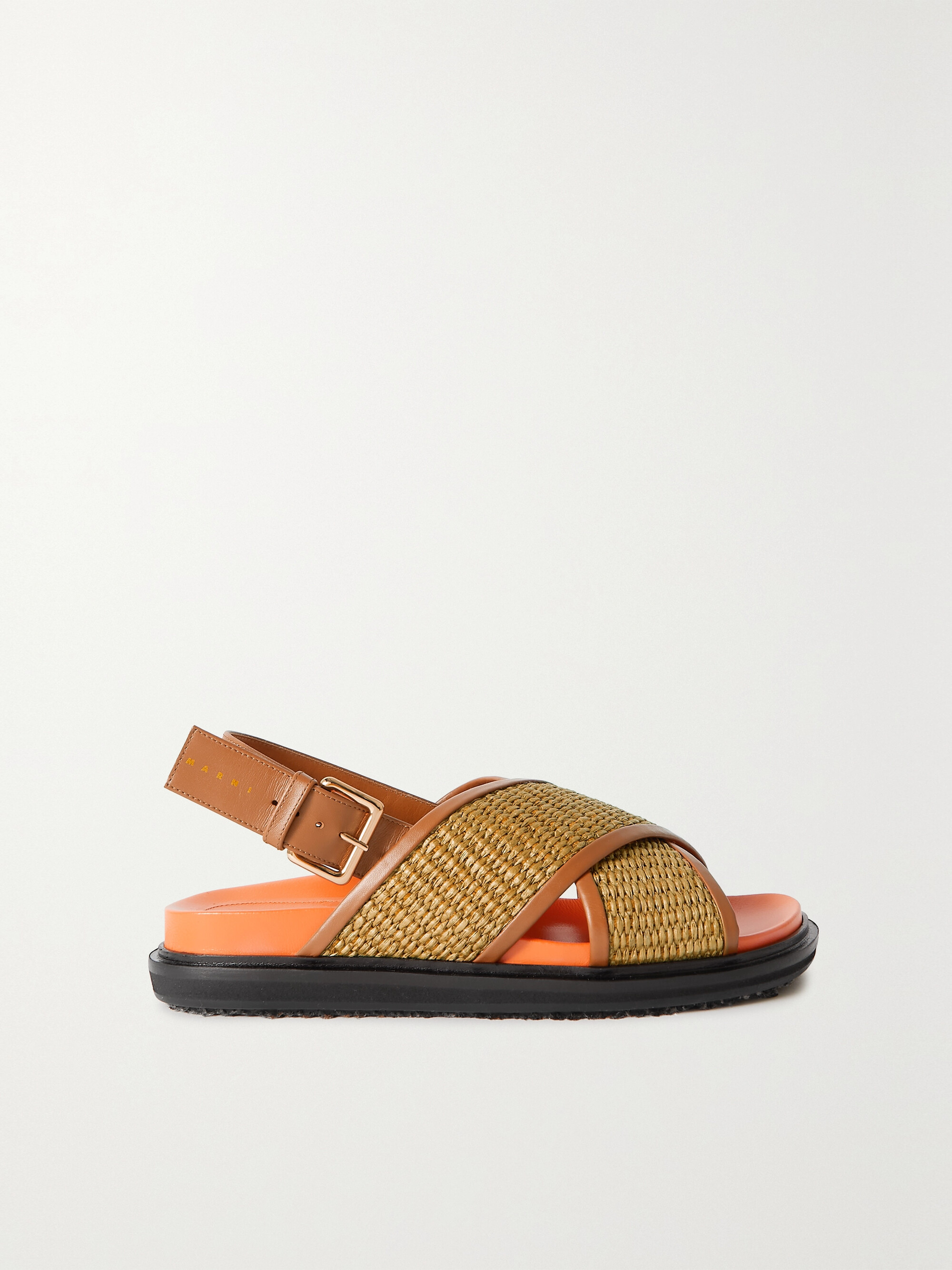 Marni Fussbett raffia and leather slingback sandals