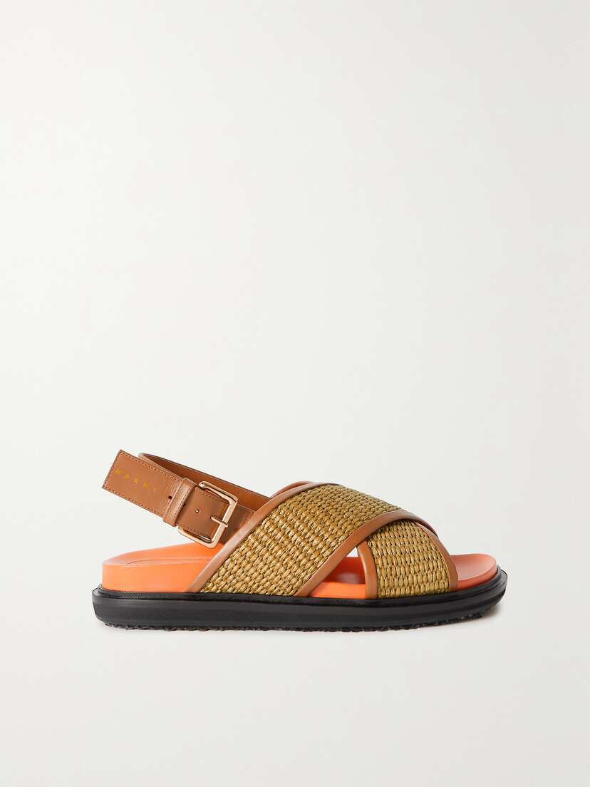 Marni Fussbett Raffia And Leather Slingback Sandals