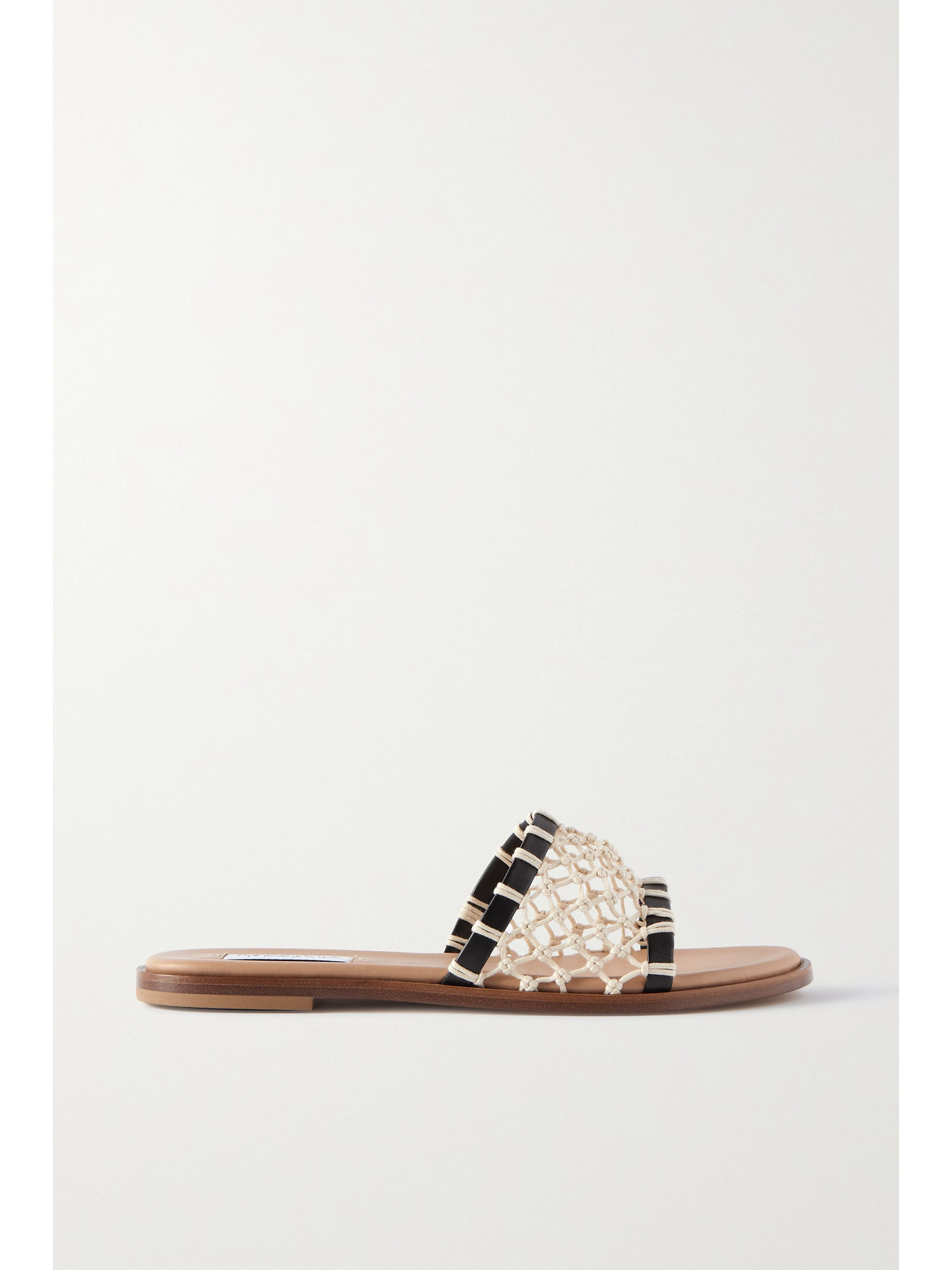 Gabriela Hearst Neo Flat Leather-trimmed Crocheted Cotton Slides - Cream