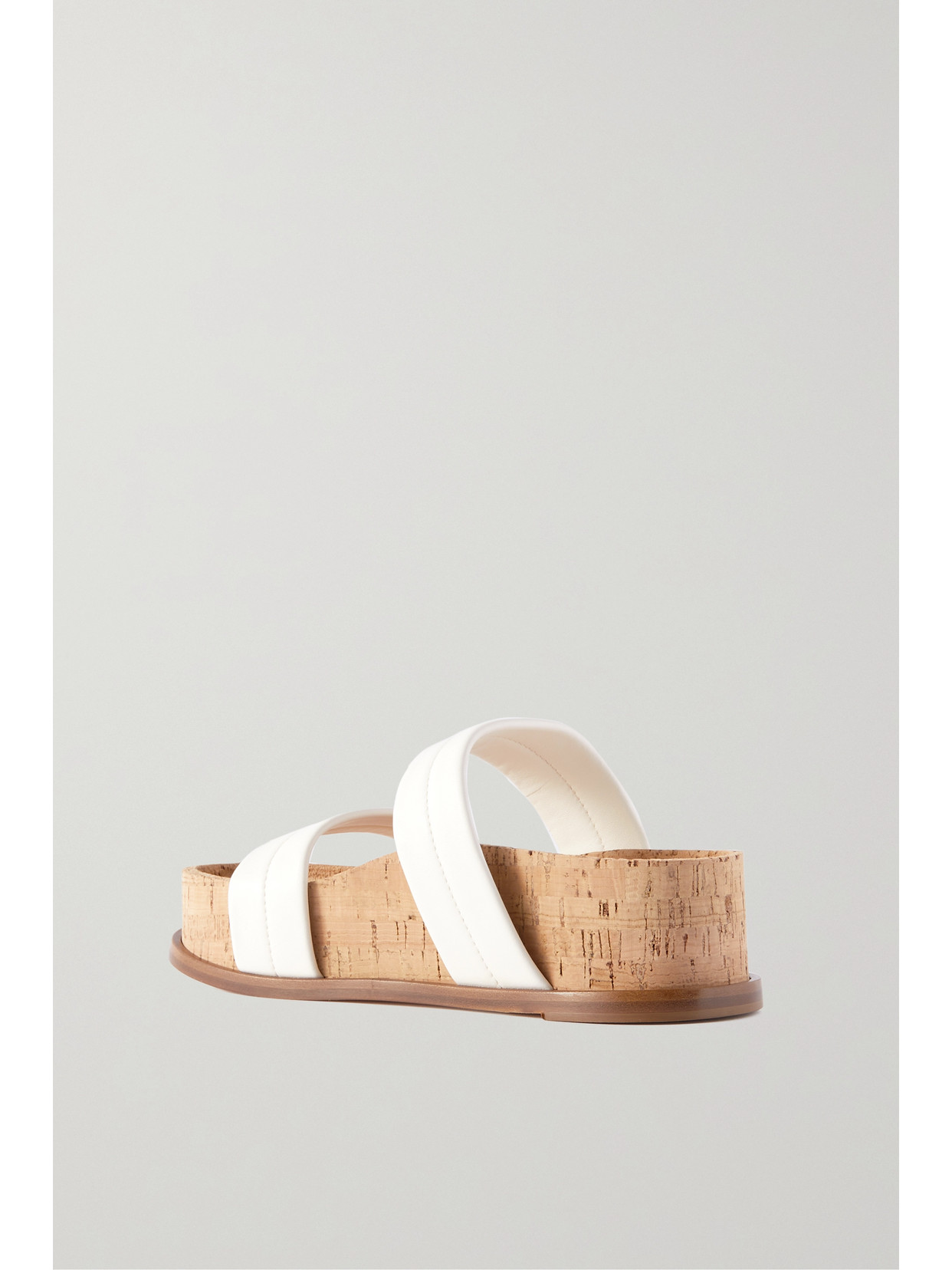 Gabriela Hearst Striker Stitched Leather And Cork Slides In White
