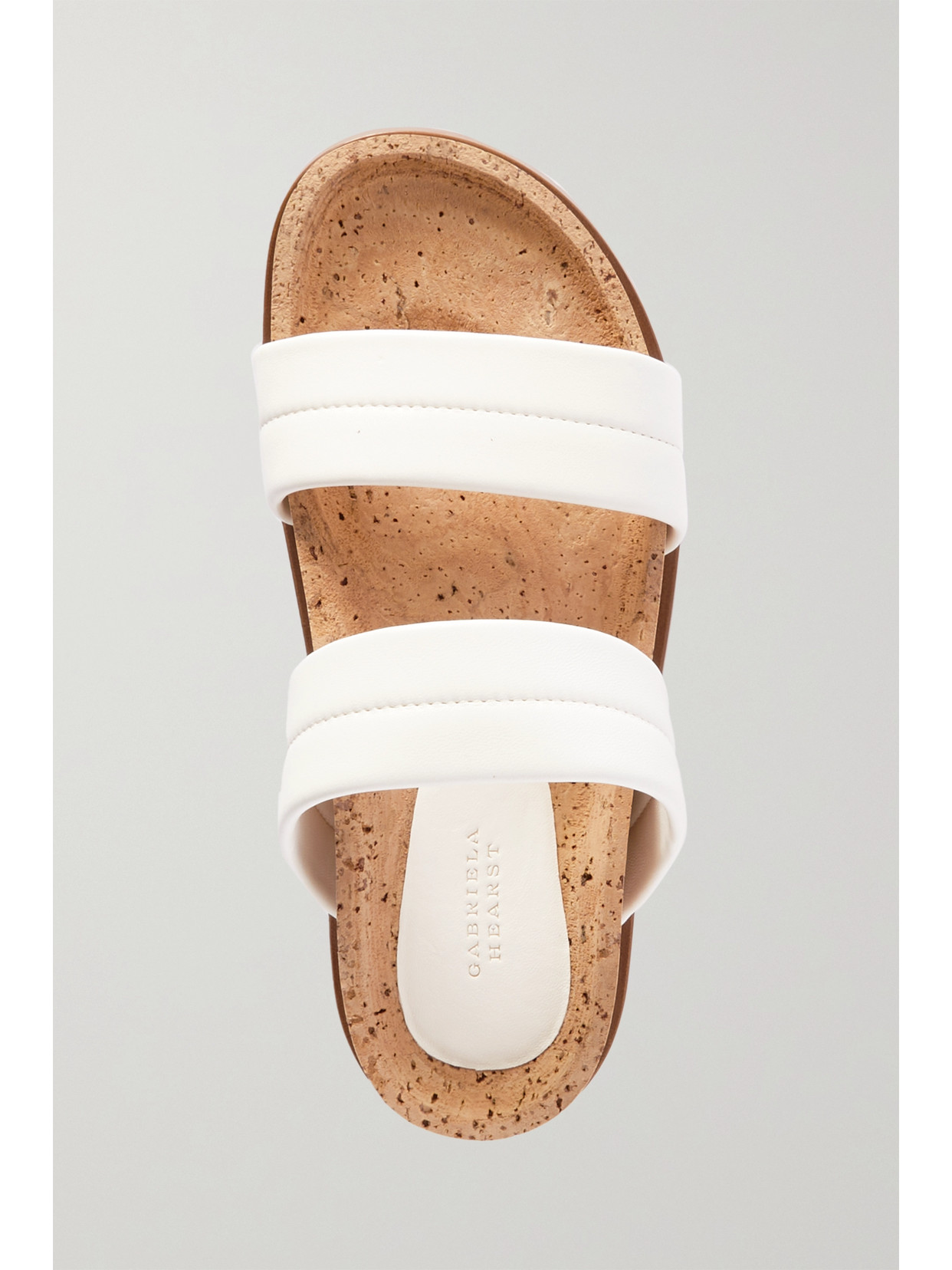 Gabriela Hearst Striker Stitched Leather And Cork Slides In White