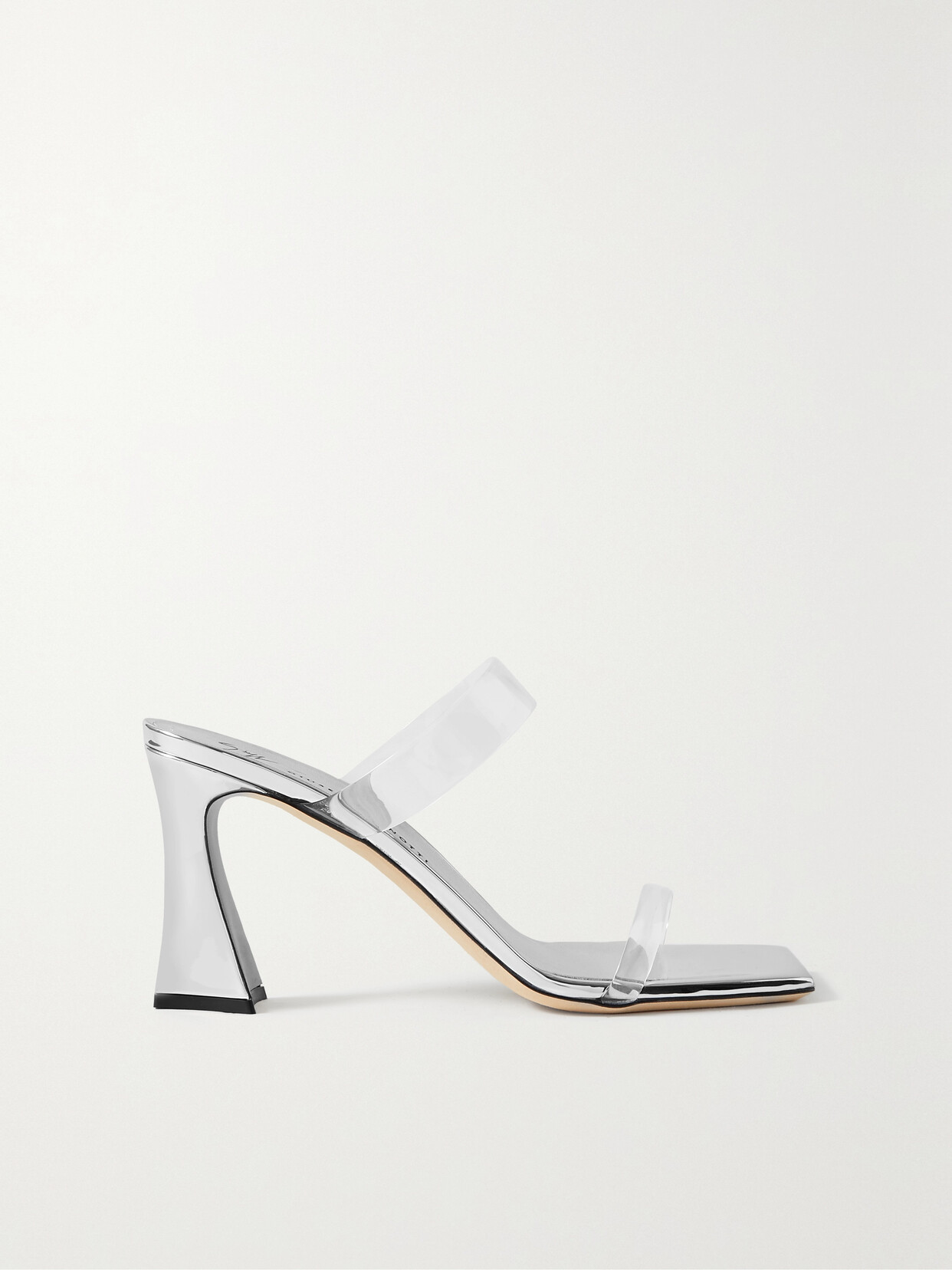 GIUSEPPE ZANOTTI VANILLA PVC AND METALLIC PATENT-LEATHER MULES