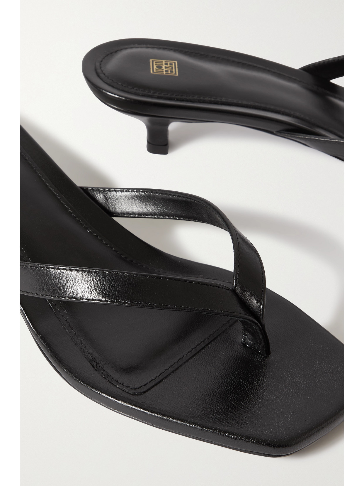 Shop Totême Leather Flip Flops In Black