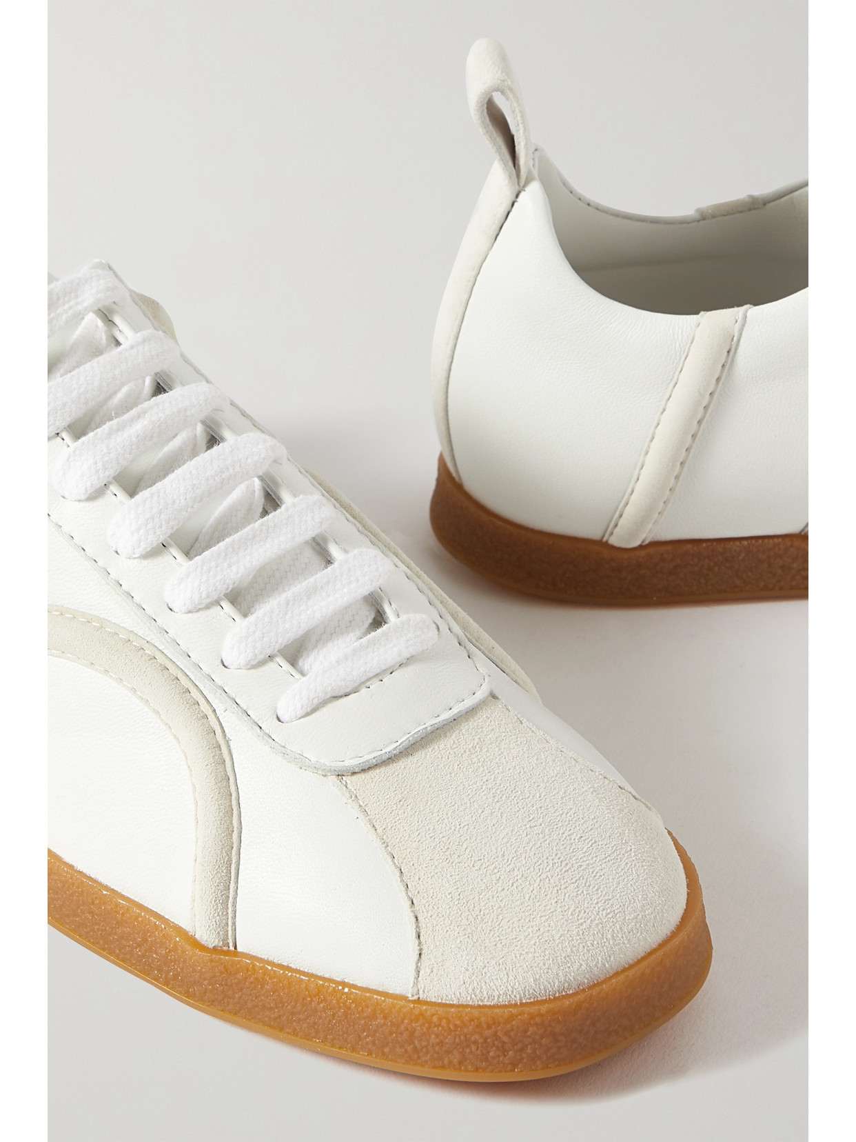 Totême Leather And Suede Sneakers In Off-white