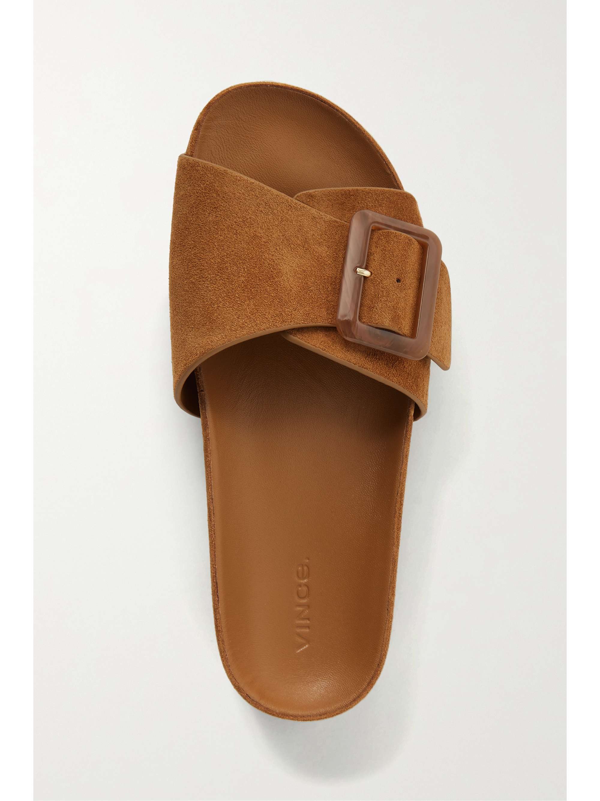 VINCE Grant buckled suede slides