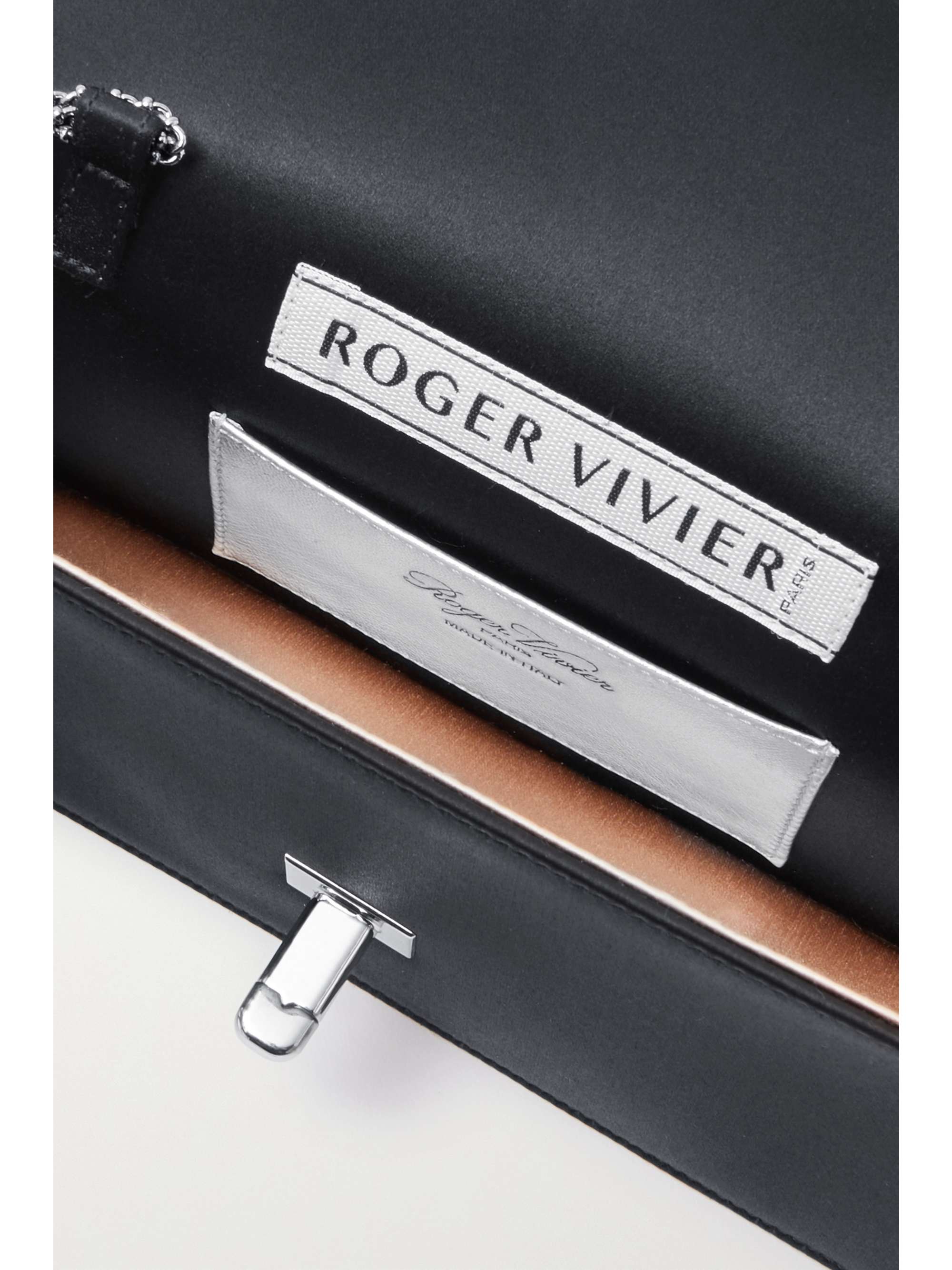 ROGER VIVIER Viv' Choc mini embellished satin clutch