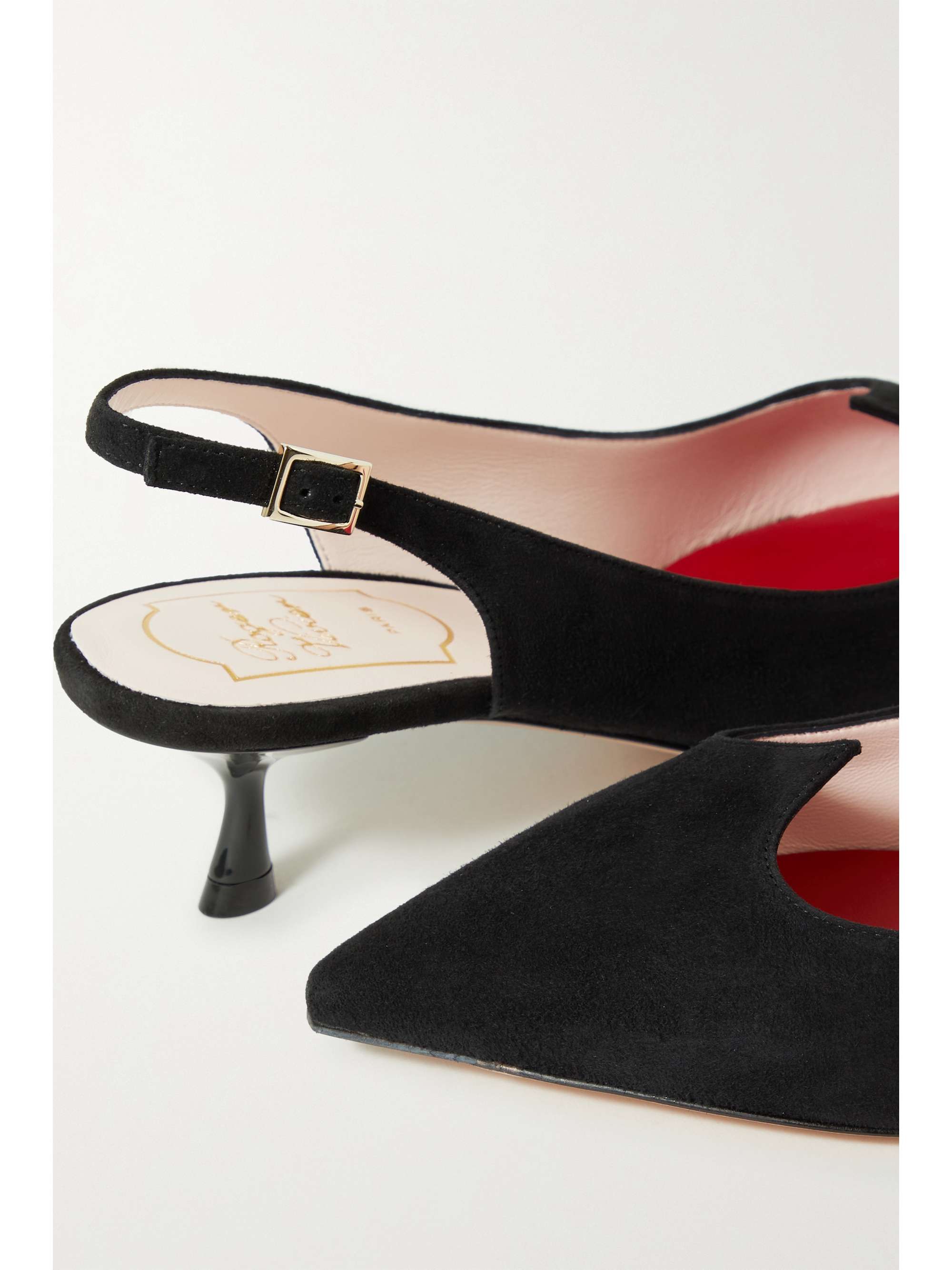 black suede slingback pumps